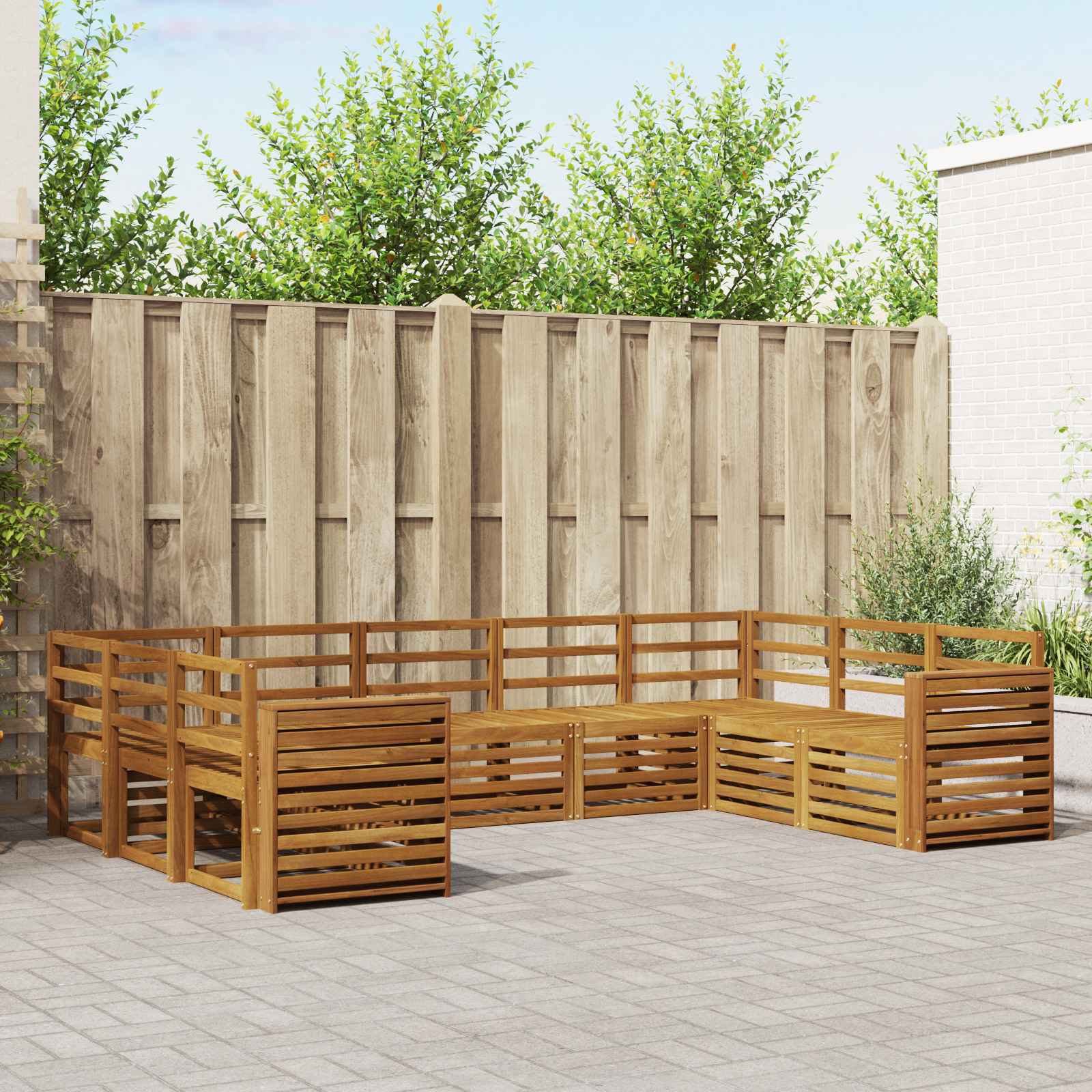 Outdoor-Sofagarnitur 9 stk. Natur