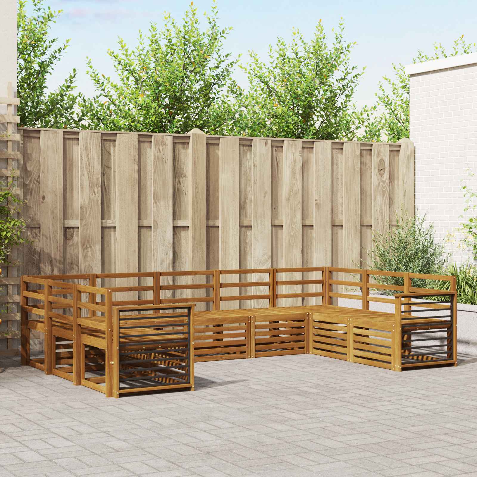 Outdoor-Sofagarnitur 9 stk. Natur