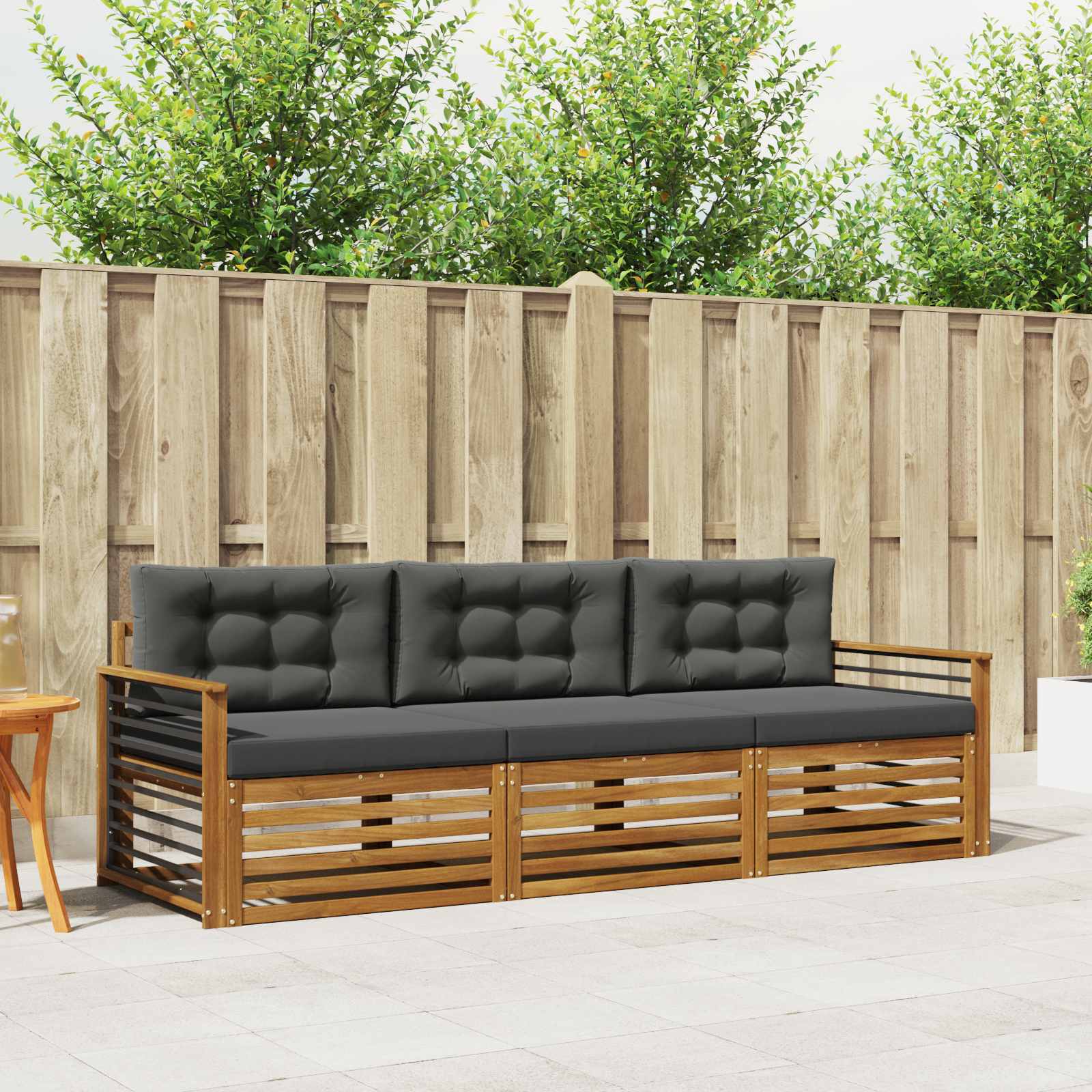 Outdoor-Sofagarnitur 3 stk. Natur und Anthrazit