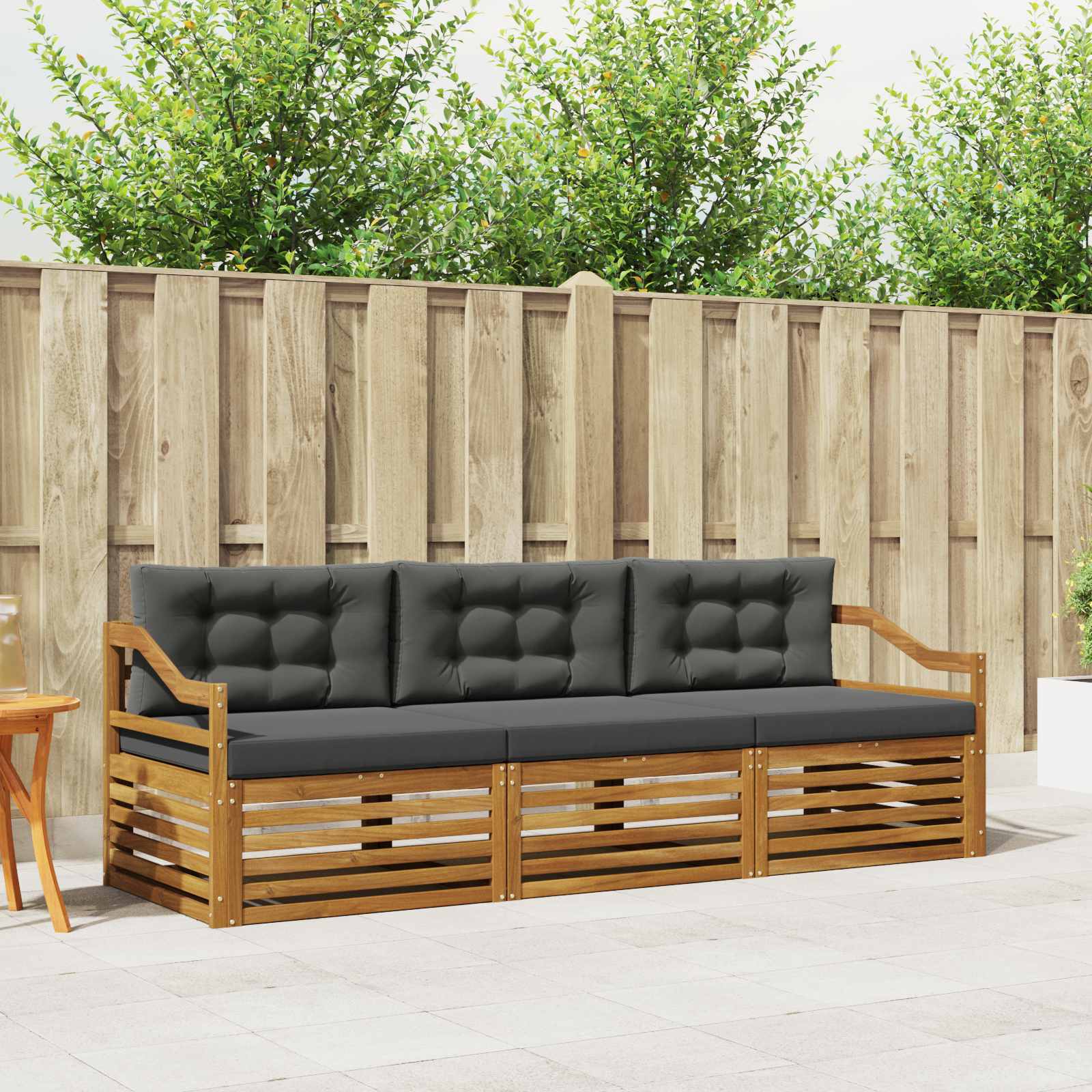 Outdoor-Sofagarnitur 3 stk. Natur und Anthrazit