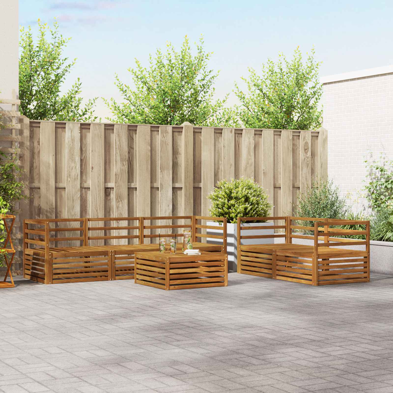 Outdoor-Sofagarnitur 6 stk. Natur Massivholz Akazie