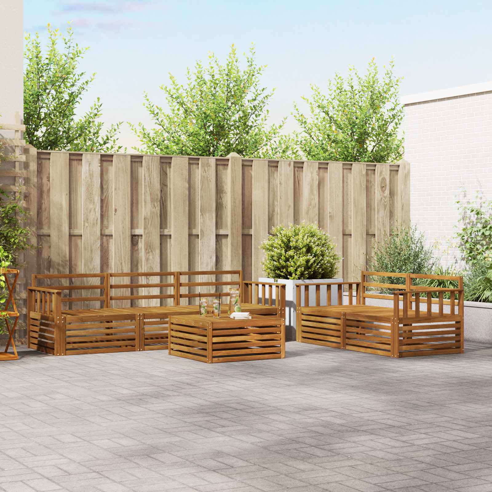 Outdoor-Sofagarnitur 6 stk. Natur Massivholz Akazie