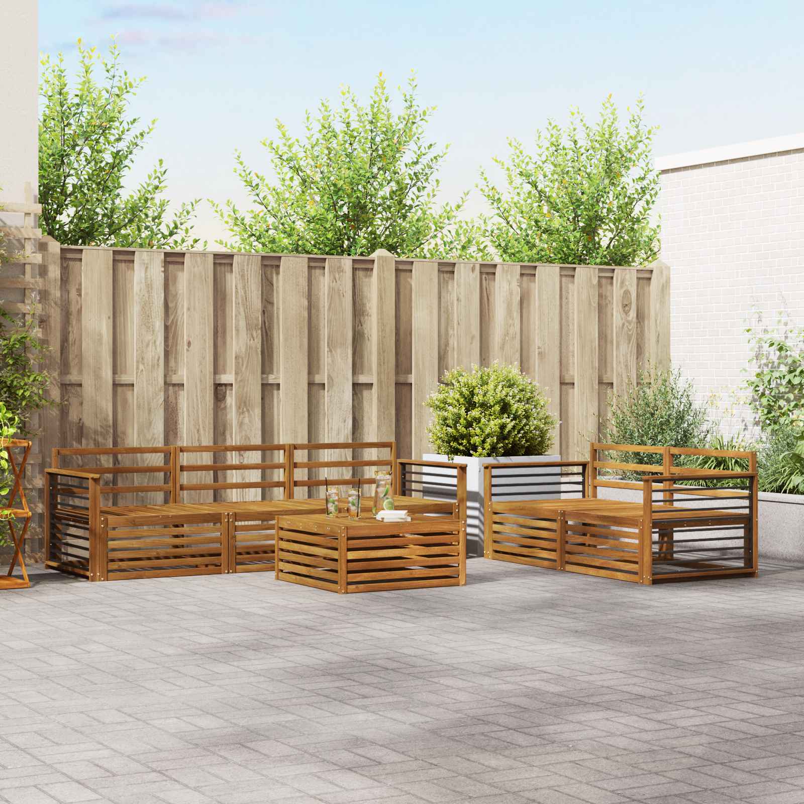 Outdoor-Sofagarnitur 6 stk. Natur Massivholz Akazie