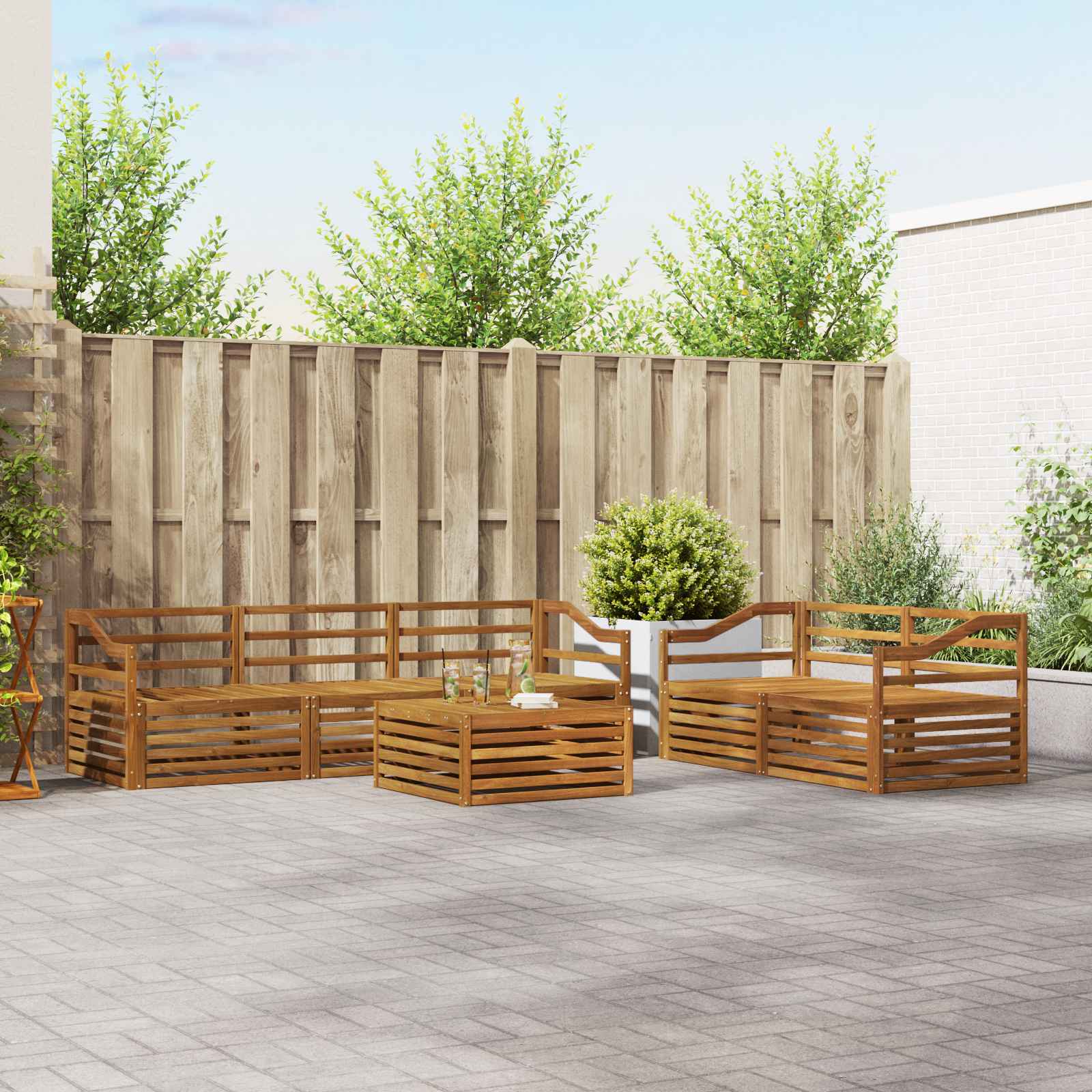 Outdoor-Sofagarnitur 6 stk. Natur Massivholz Akazie