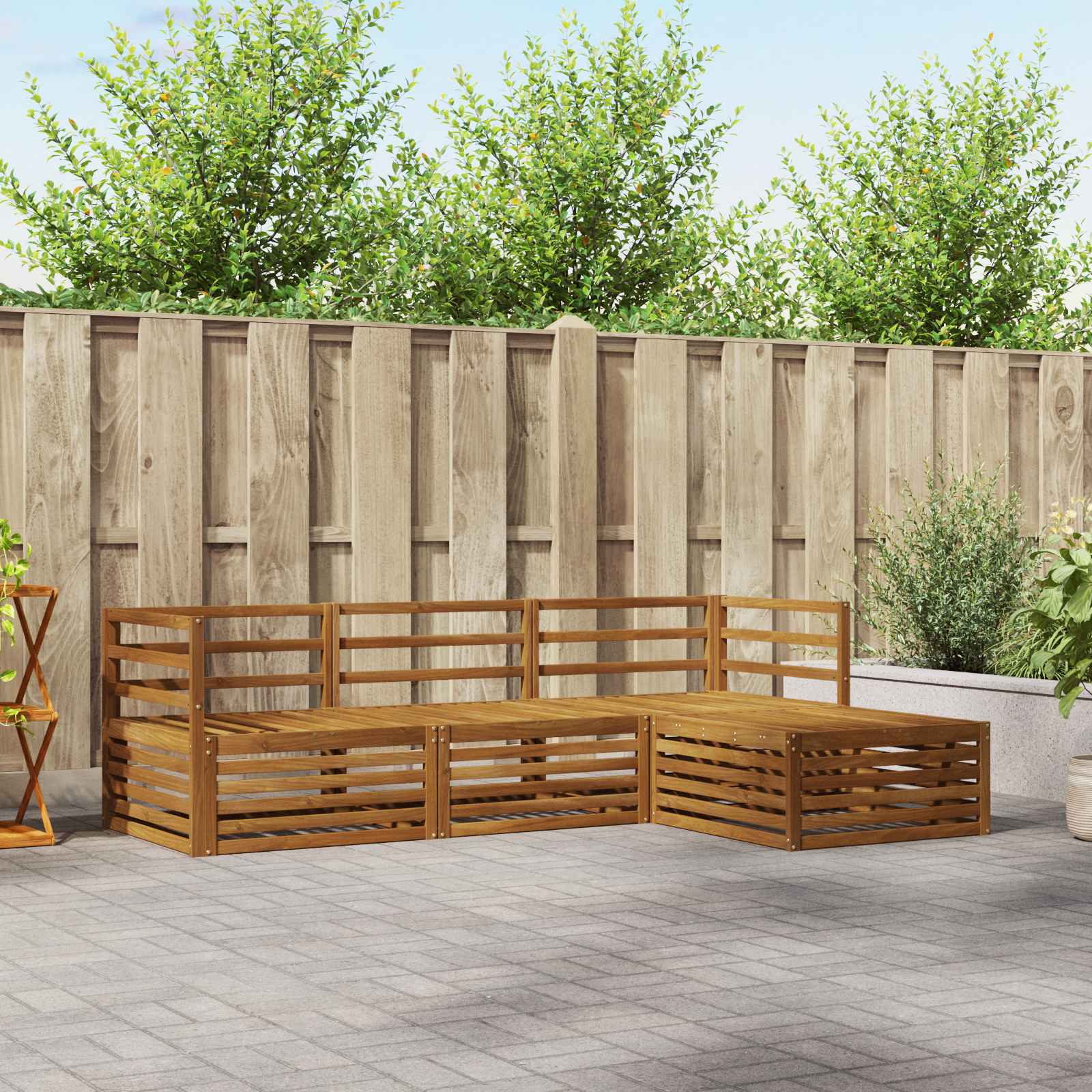 Outdoor-Sofagarnitur 4 stk. Natur Massivholz Akazie