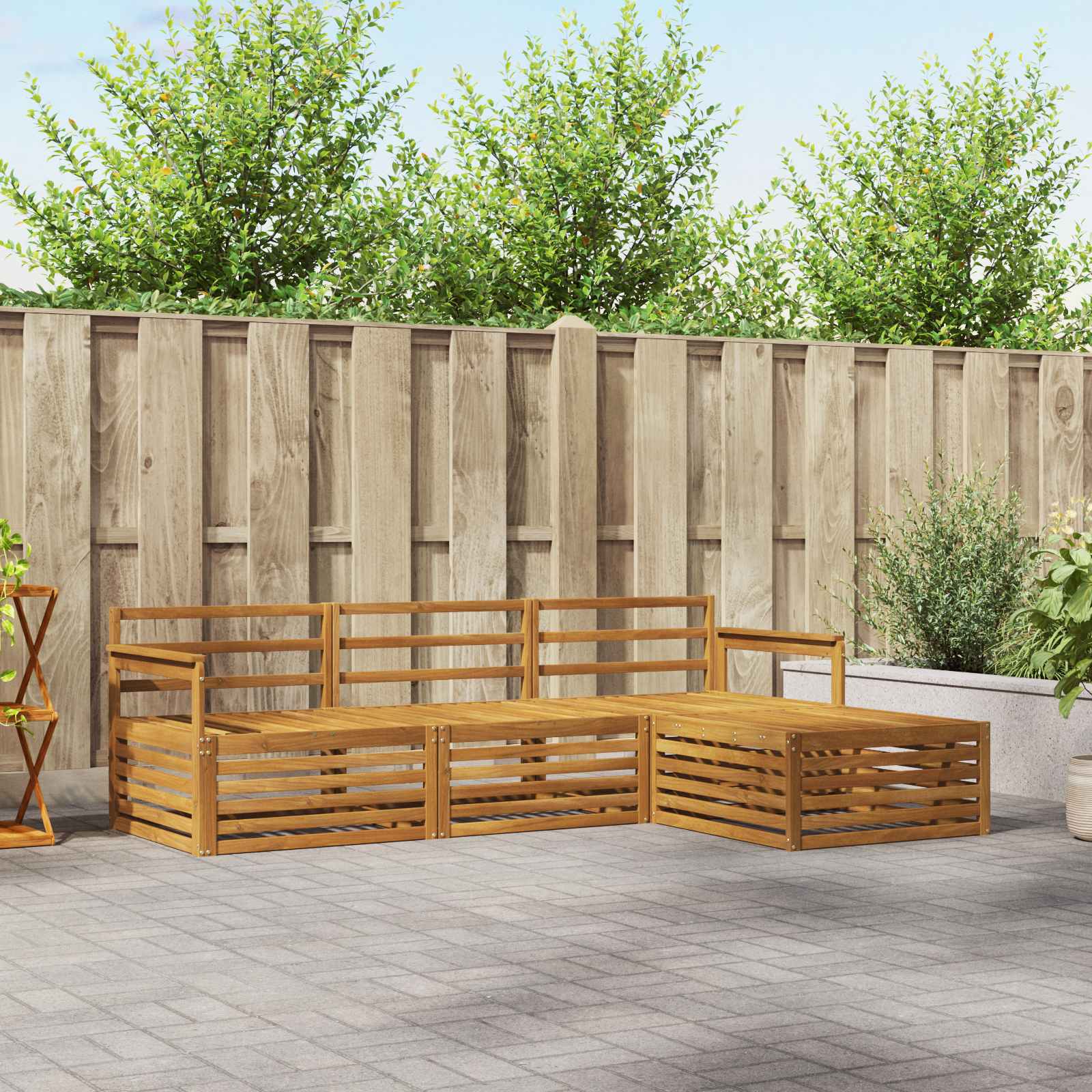Outdoor-Sofagarnitur 4 stk. Natur Massivholz Akazie
