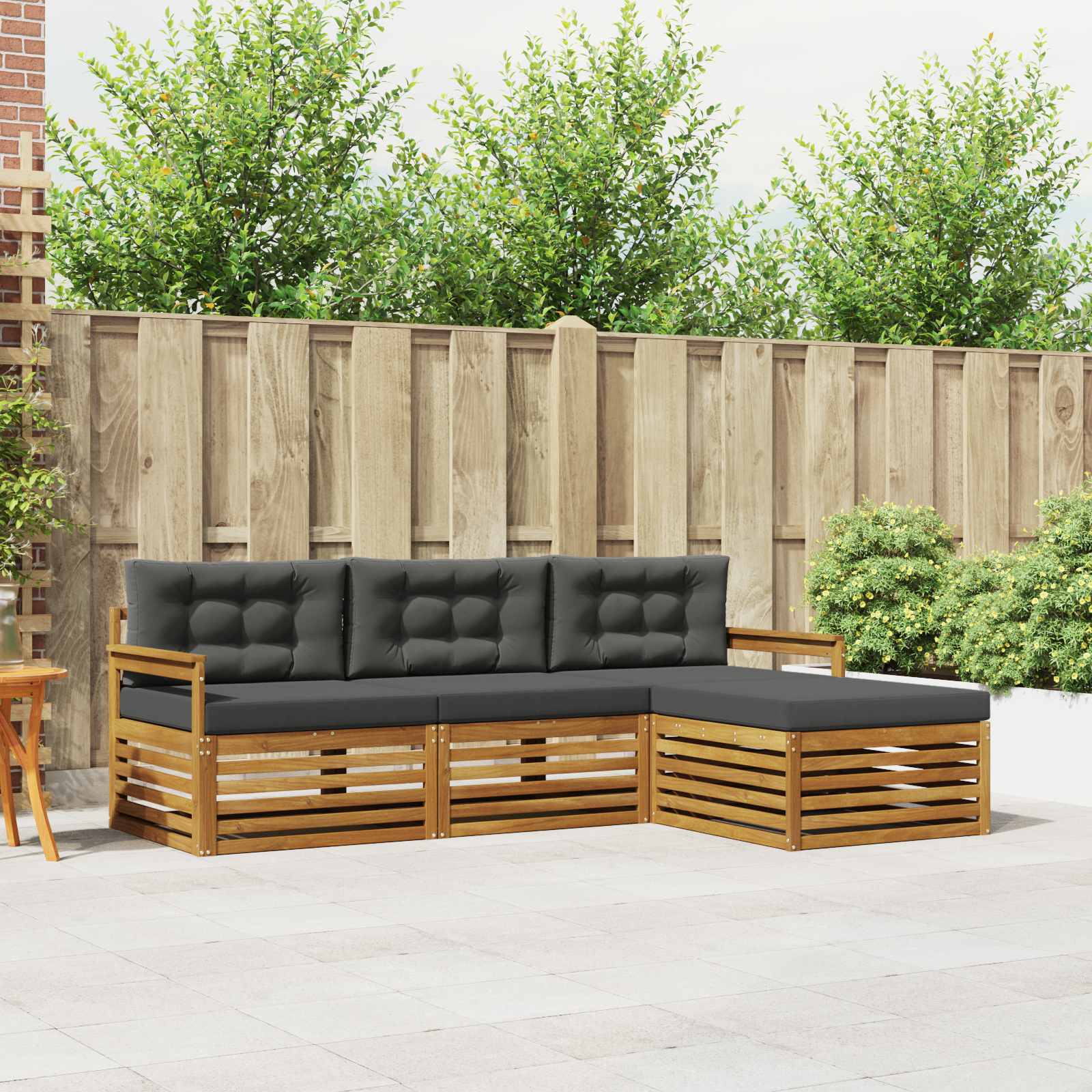 Outdoor-Sofagarnitur 4 stk. Natur und Anthrazit