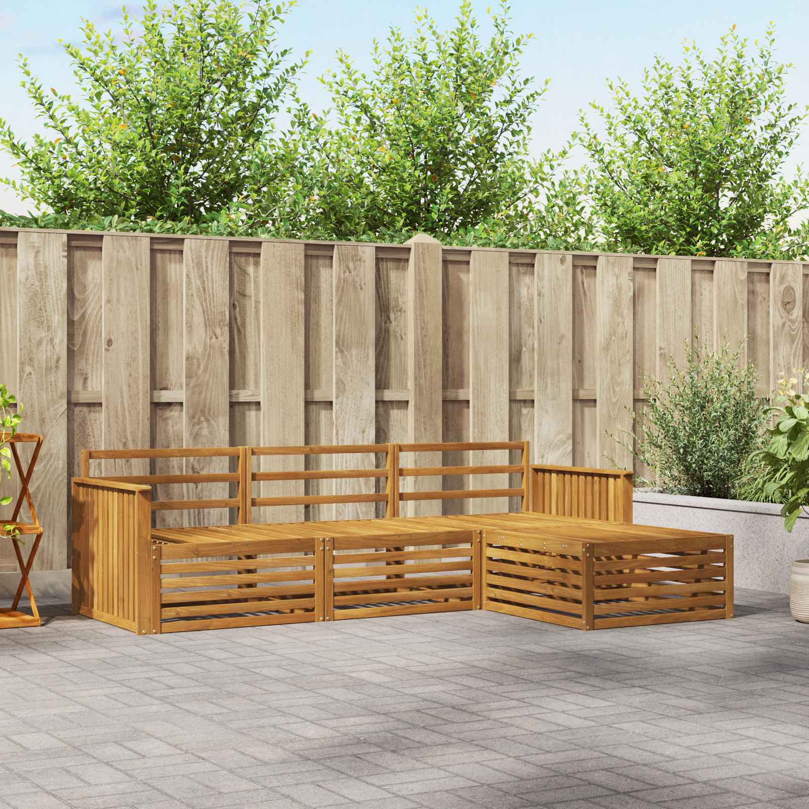 Outdoor-Sofagarnitur 4 stk. Natur Massivholz Akazie