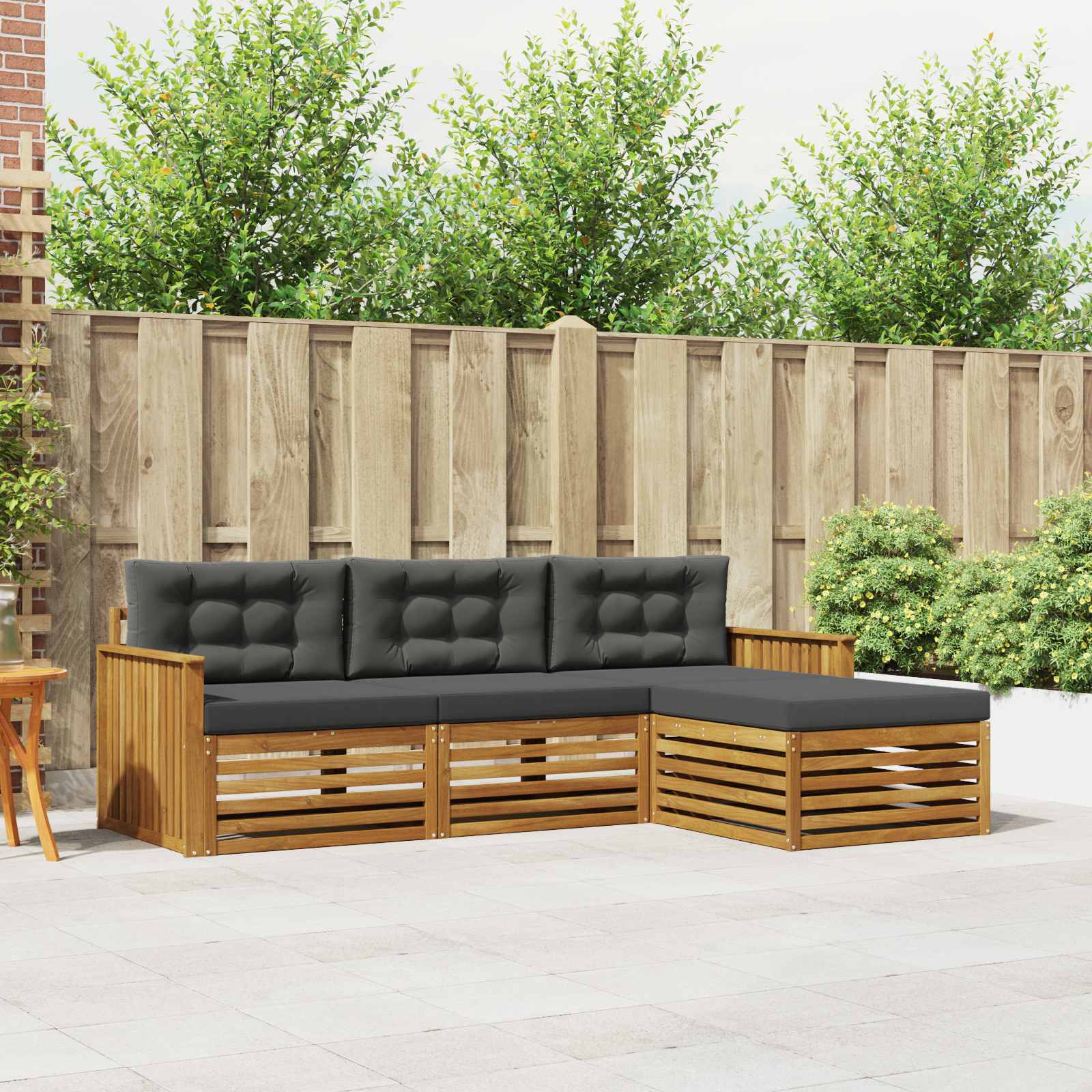 Outdoor-Sofagarnitur 4 stk. Natur und Anthrazit