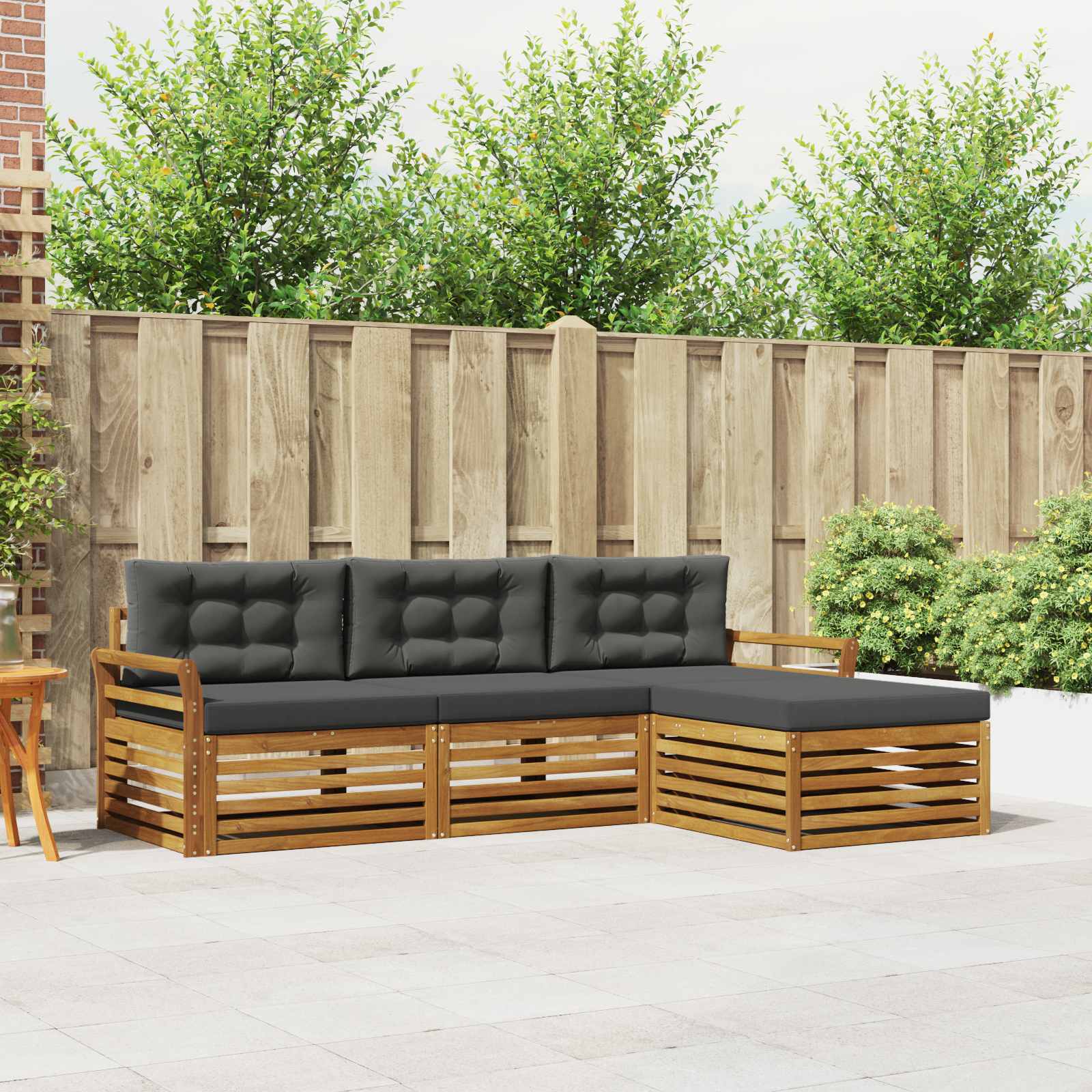 Outdoor-Sofagarnitur 4 stk. Natur und Anthrazit