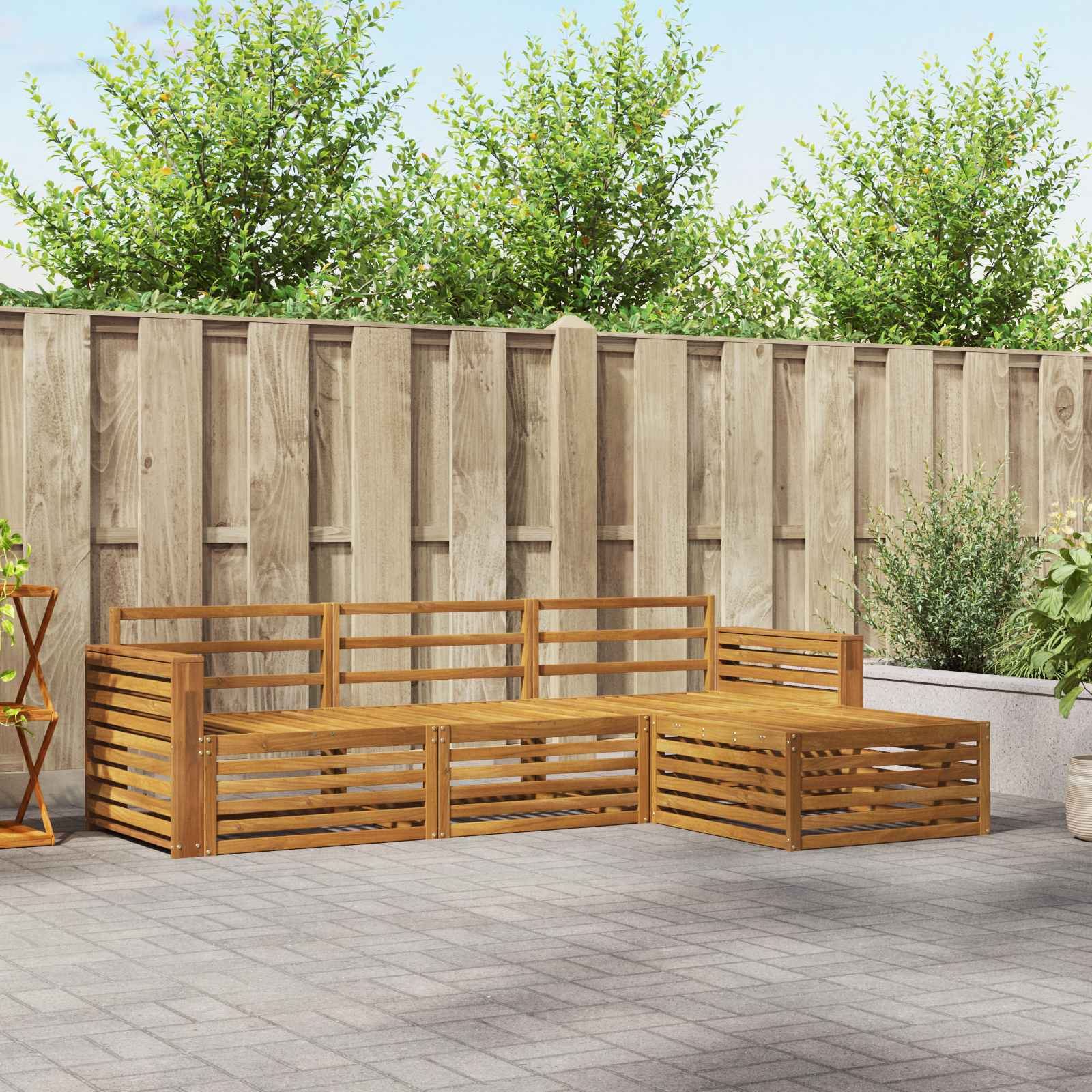 Outdoor-Sofagarnitur 4 stk. Natur Massivholz Akazie