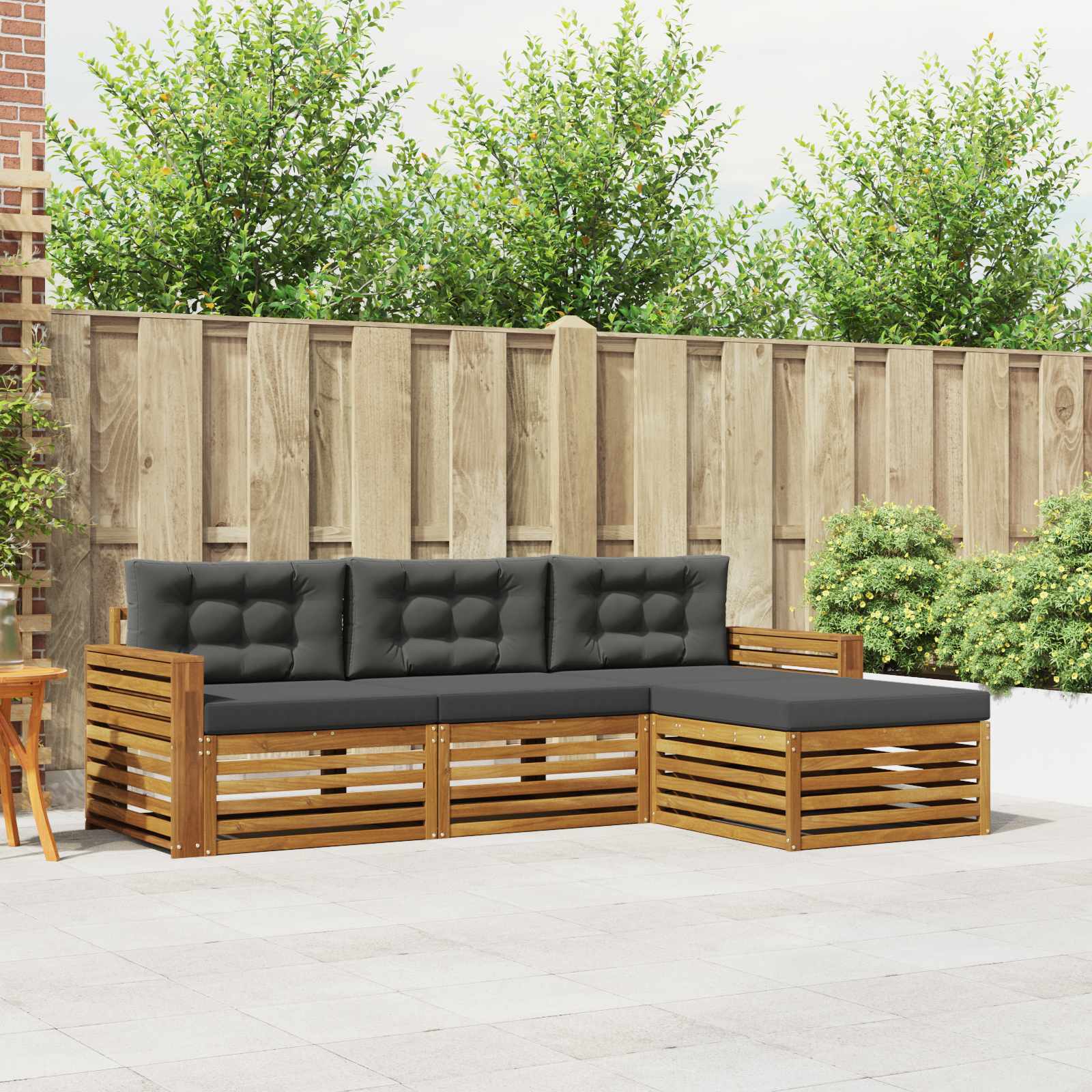 Outdoor-Sofagarnitur 4 stk. Natur und Anthrazit