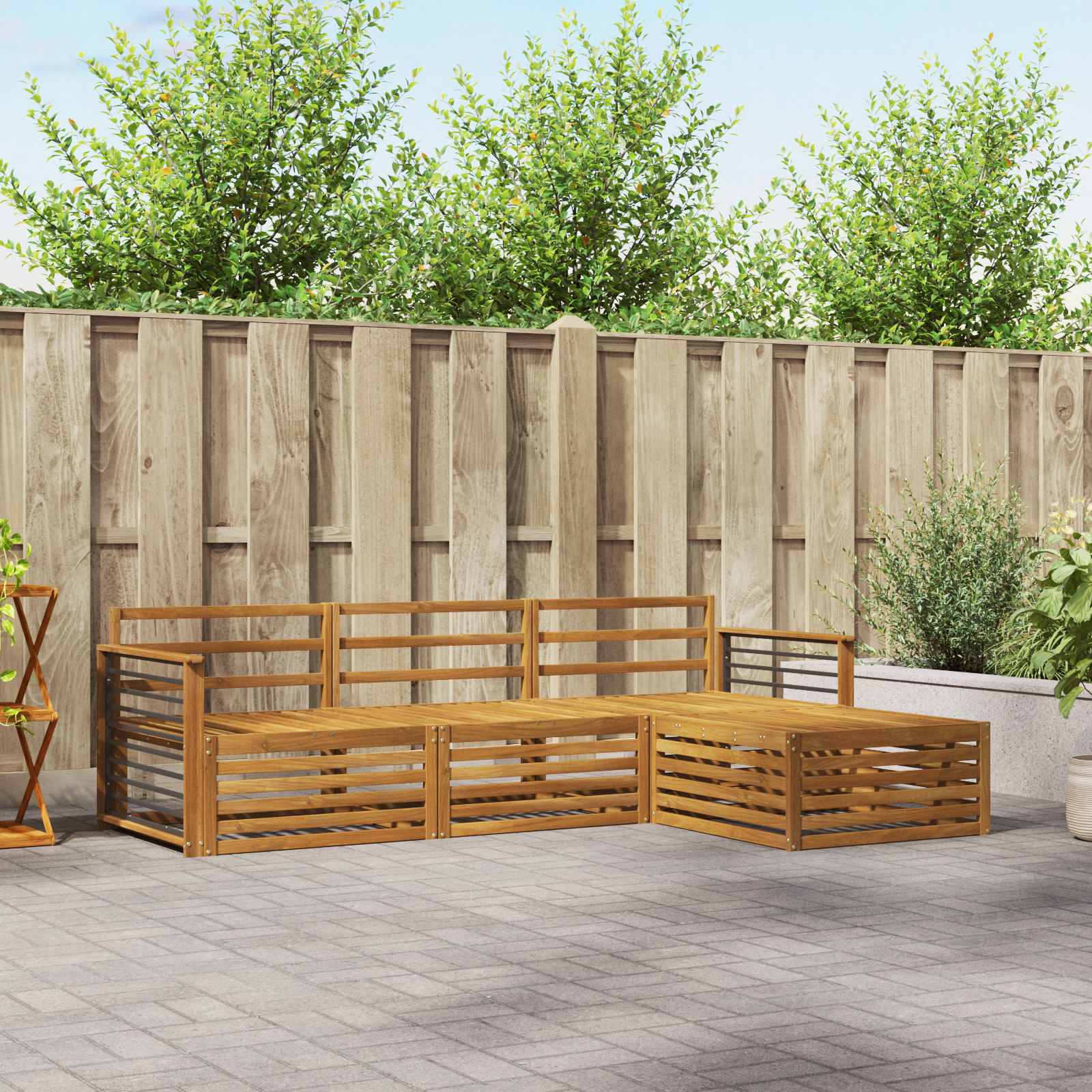 Outdoor-Sofagarnitur 4 stk. Natur Massivholz Akazie