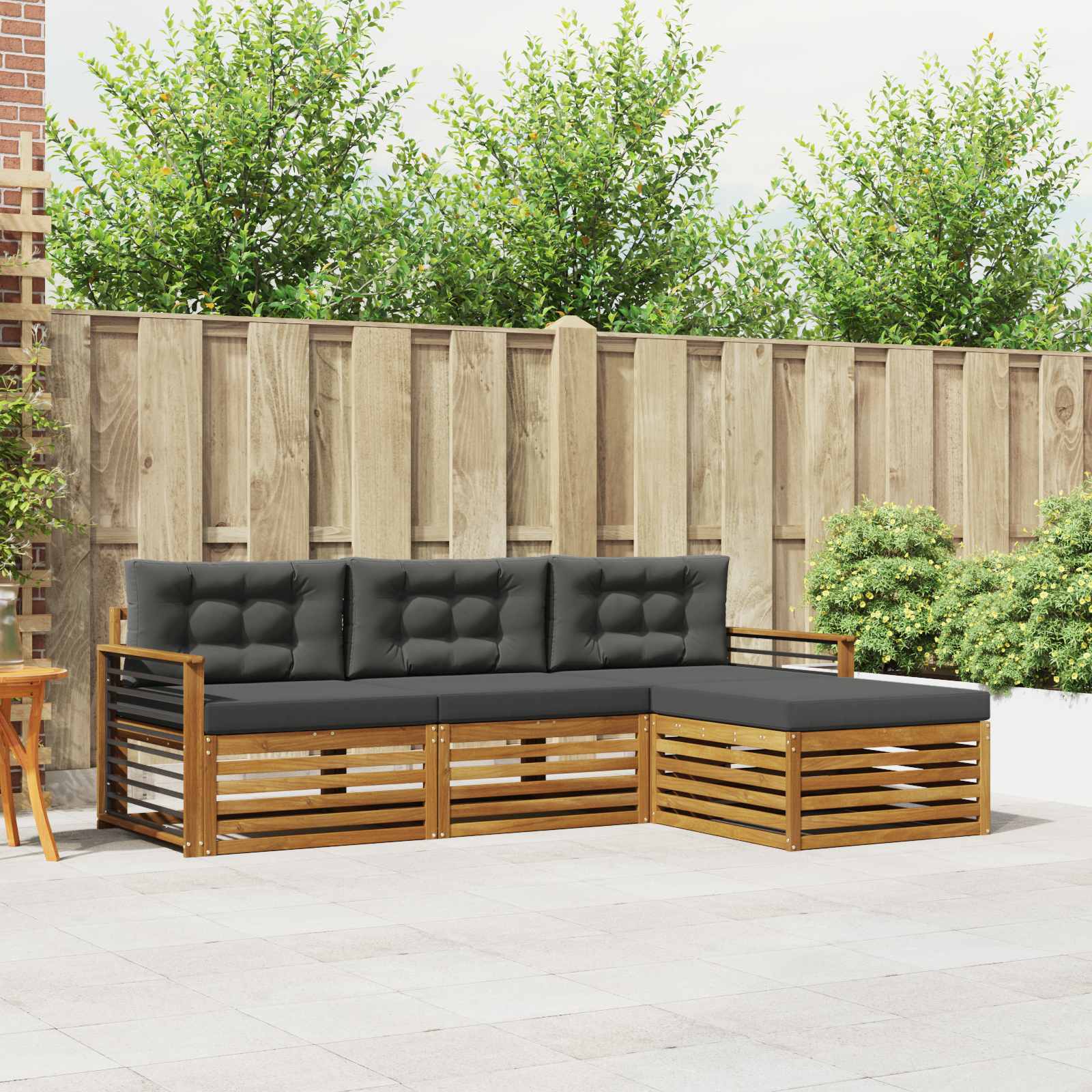 Outdoor-Sofagarnitur 4 stk. Natur und Anthrazit