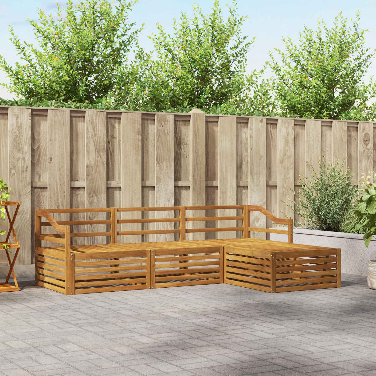 Outdoor-Sofagarnitur 4 stk. Natur Massivholz Akazie