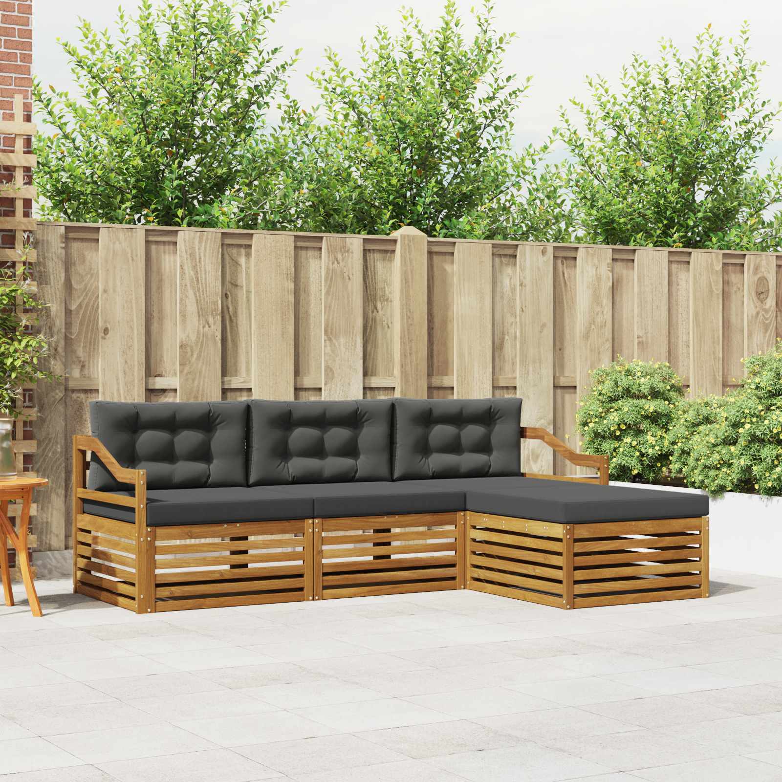 Outdoor-Sofagarnitur 4 stk. Natur und Anthrazit
