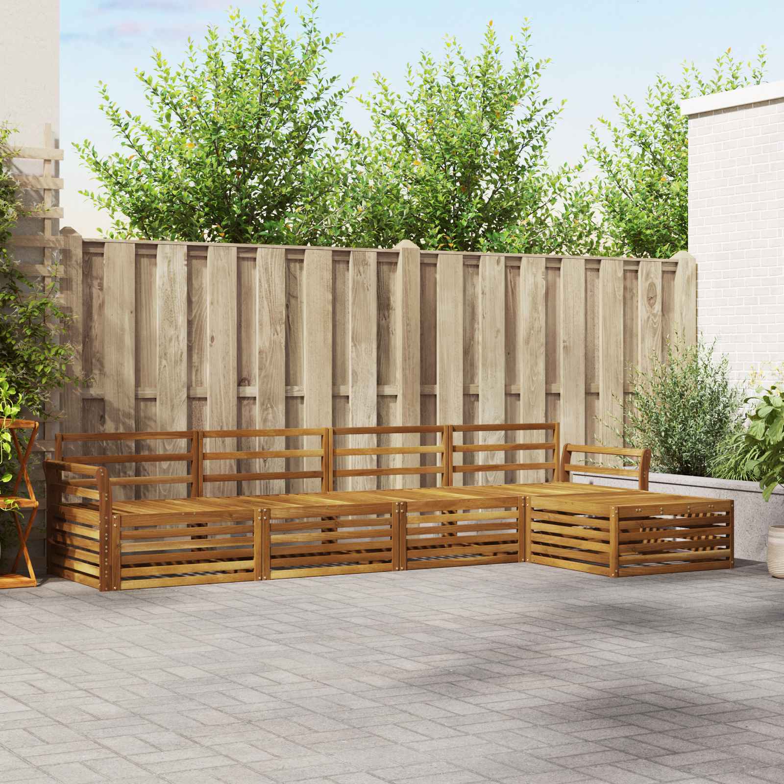 Outdoor-Sofagarnitur 5 stk. Natur Massivholz Akazie