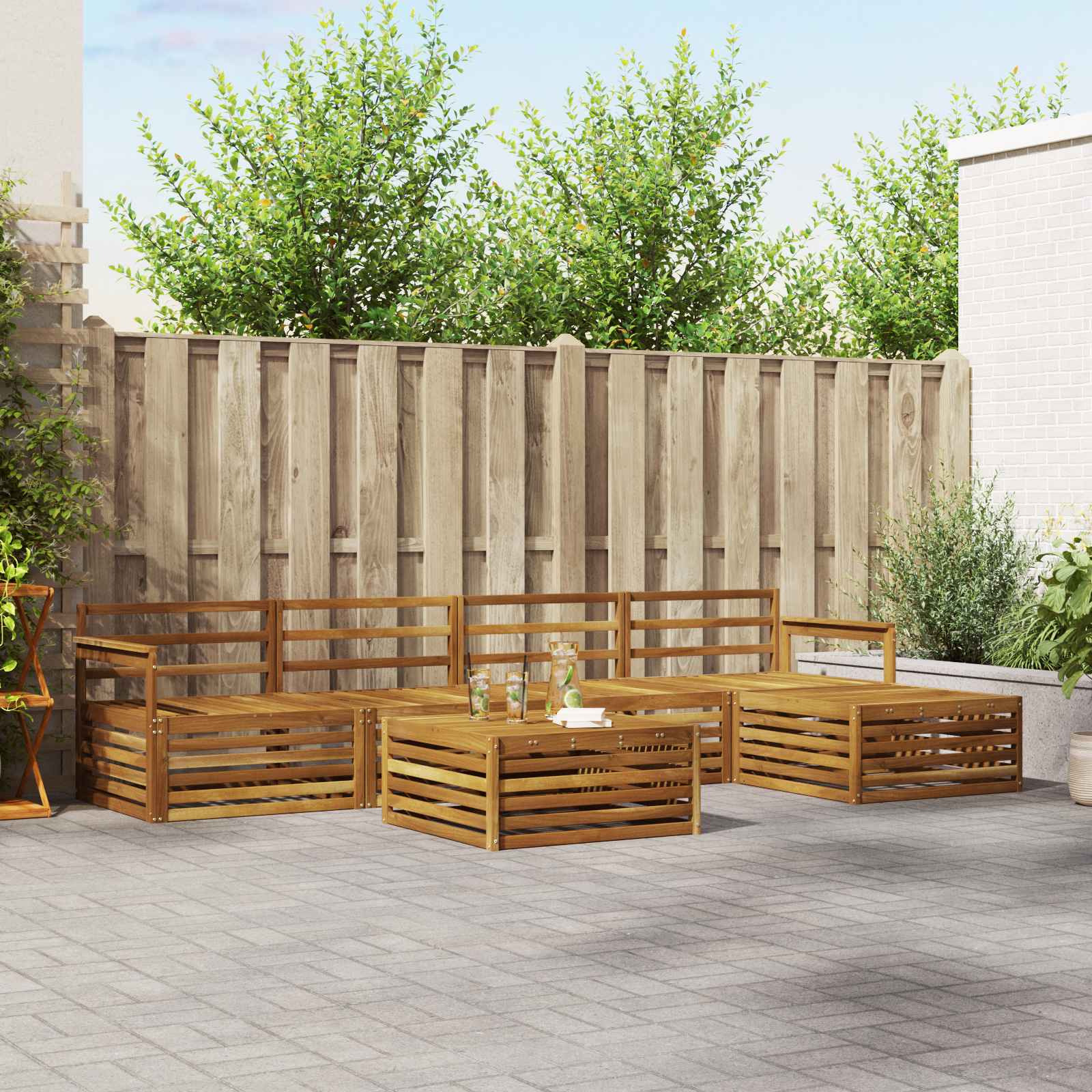 Outdoor-Sofagarnitur 6 stk. Natur Massivholz Akazie