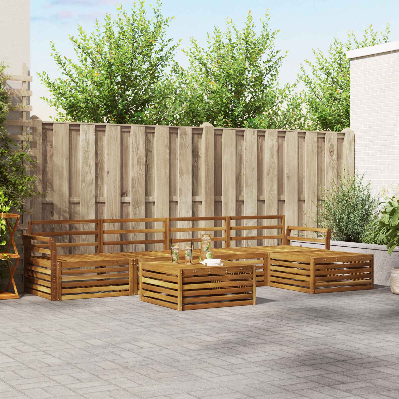 Outdoor-Sofagarnitur 6 stk. Natur Massivholz Akazie