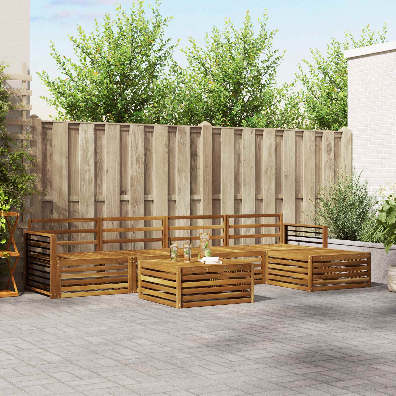 Outdoor-Sofagarnitur 6 stk. Natur Massivholz Akazie