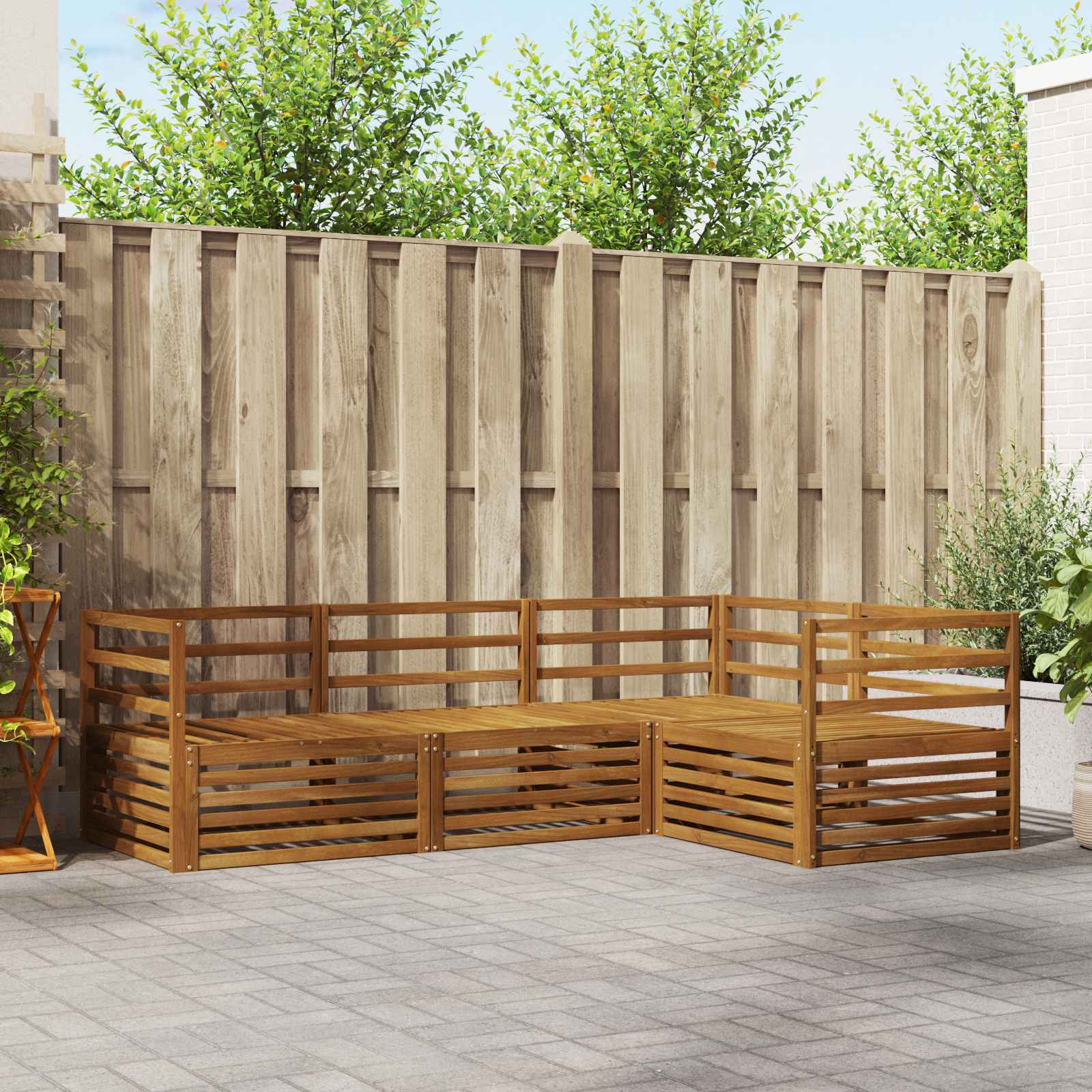 Outdoor-Sofagarnitur 4 stk. Natur Massivholz Akazie