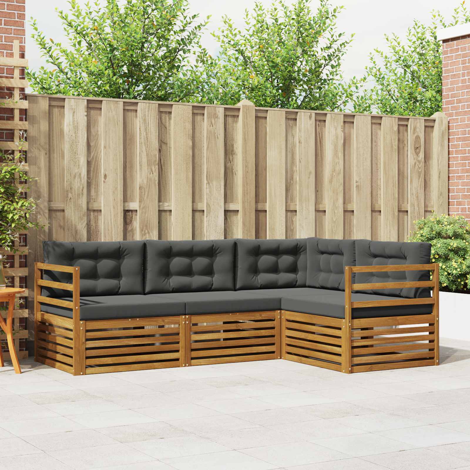 Outdoor-Sofagarnitur 4 stk. Natur und Anthrazit