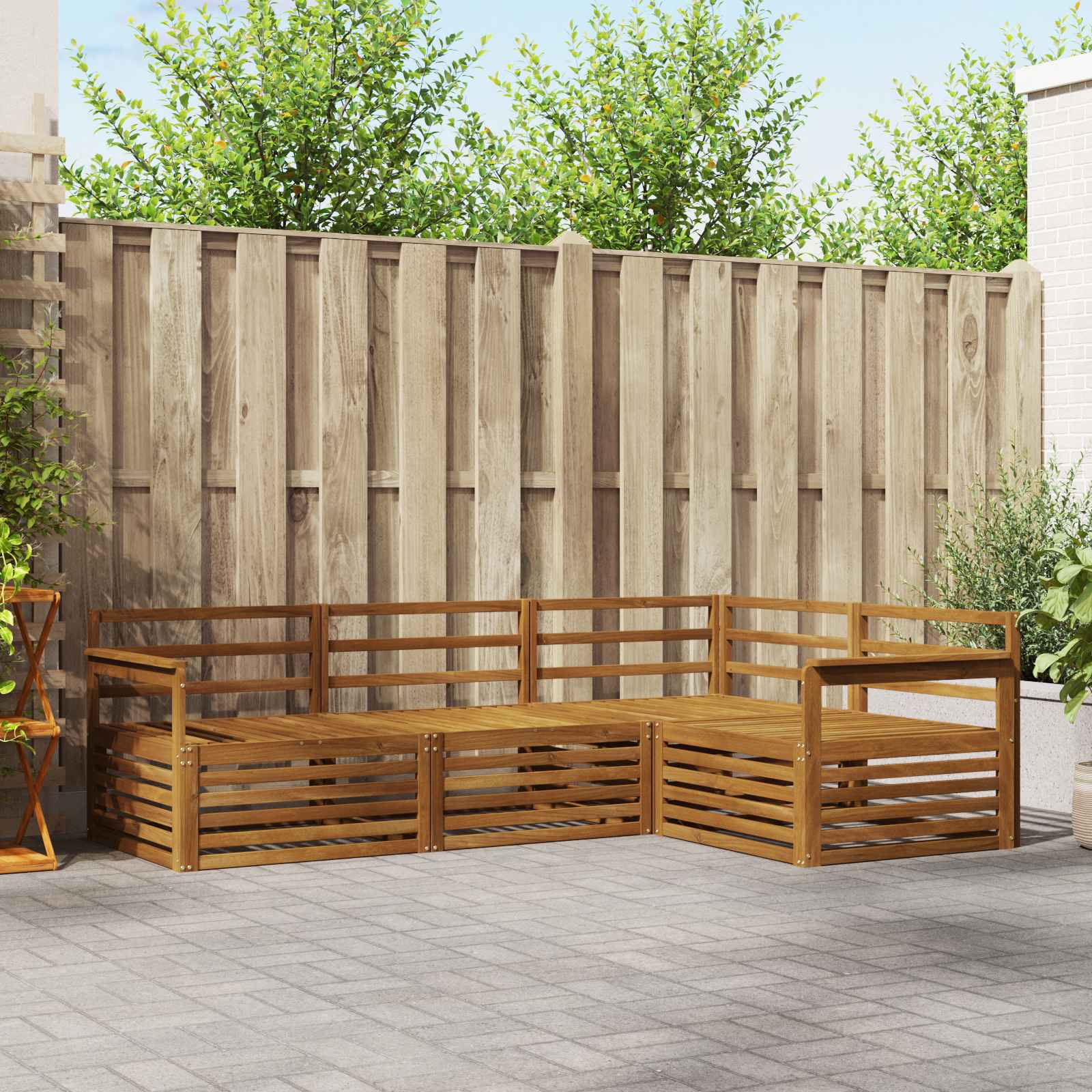 Outdoor-Sofagarnitur 4 stk. Natur Massivholz Akazie