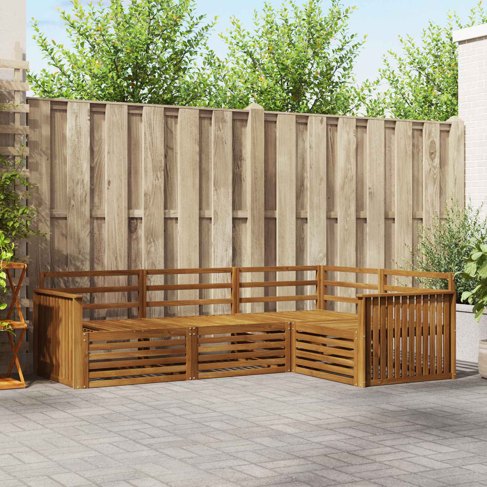 Outdoor-Sofagarnitur 4 stk. Natur Massivholz Akazie