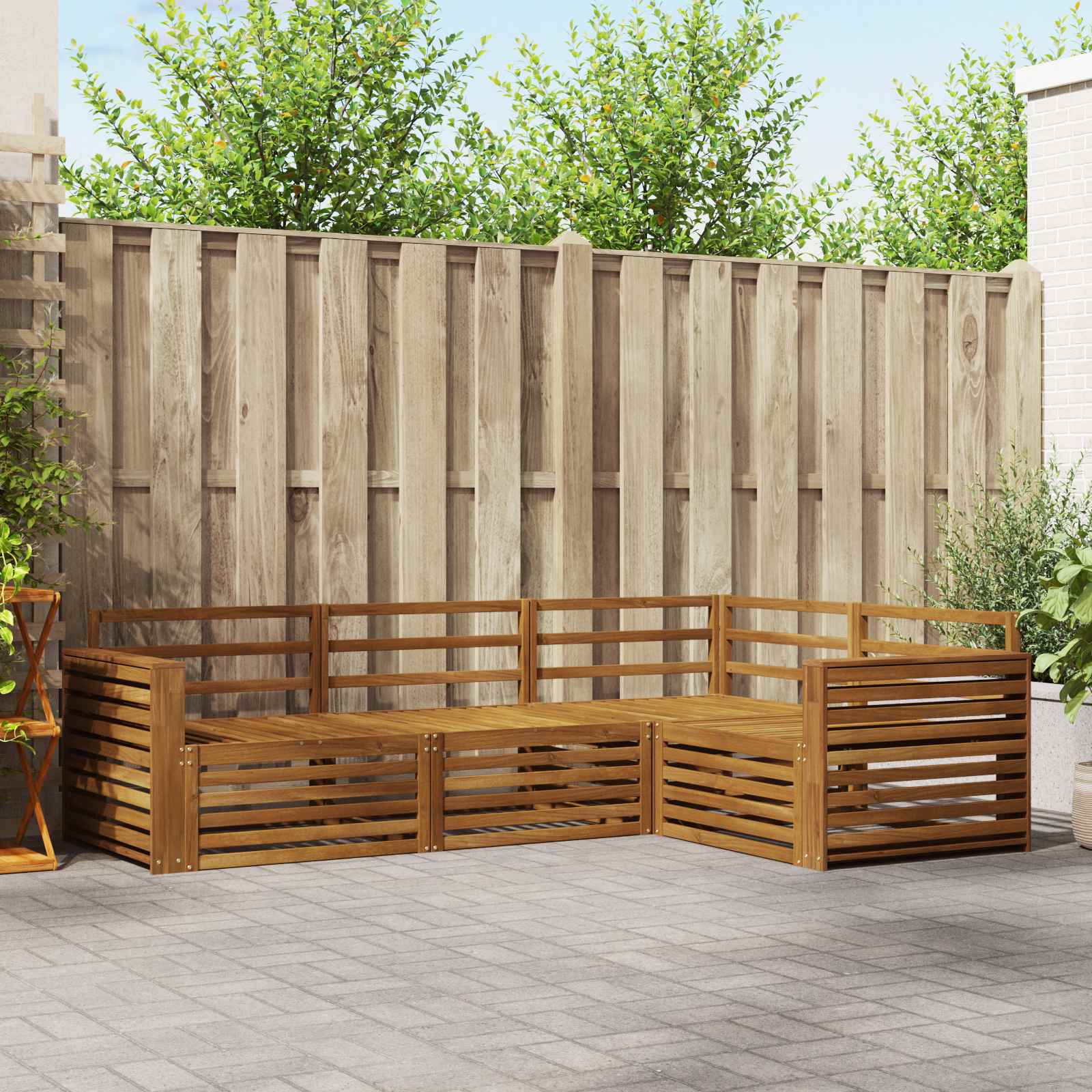 Outdoor-Sofagarnitur 4 stk. Natur Massivholz Akazie