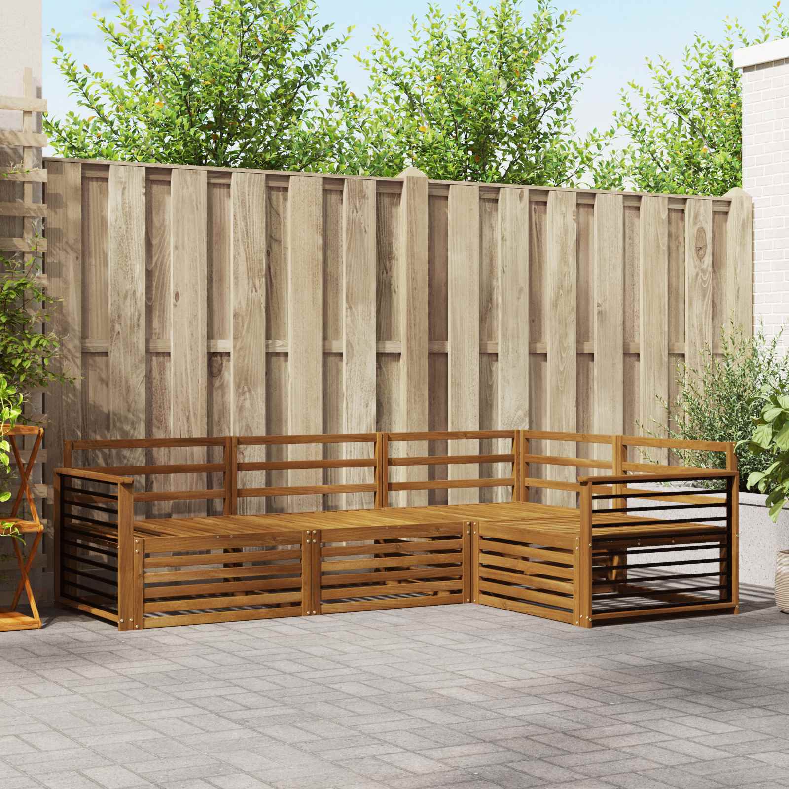 Outdoor-Sofagarnitur 4 stk. Natur Massivholz Akazie