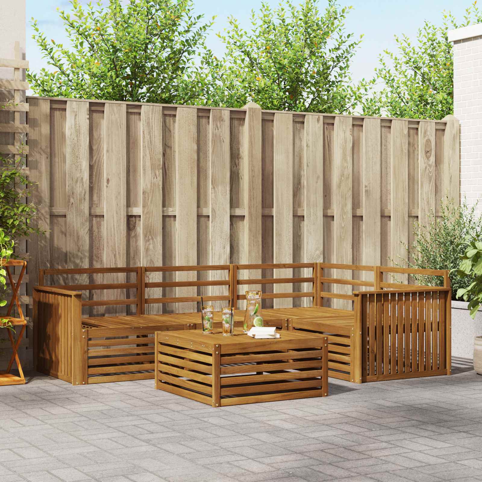 Outdoor-Sofagarnitur 5 stk. Natur Massivholz Akazie