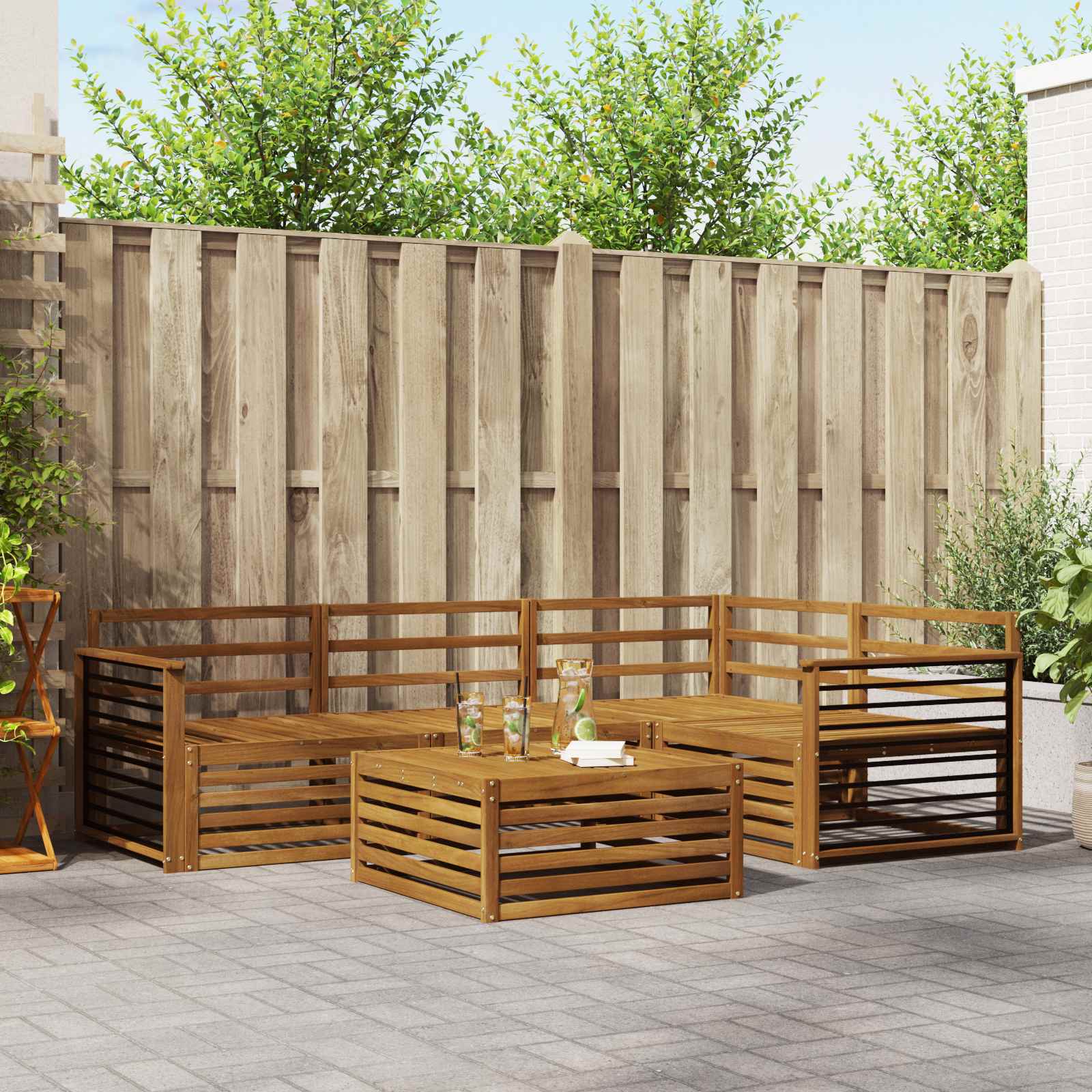 Outdoor-Sofagarnitur 5 stk. Natur Massivholz Akazie