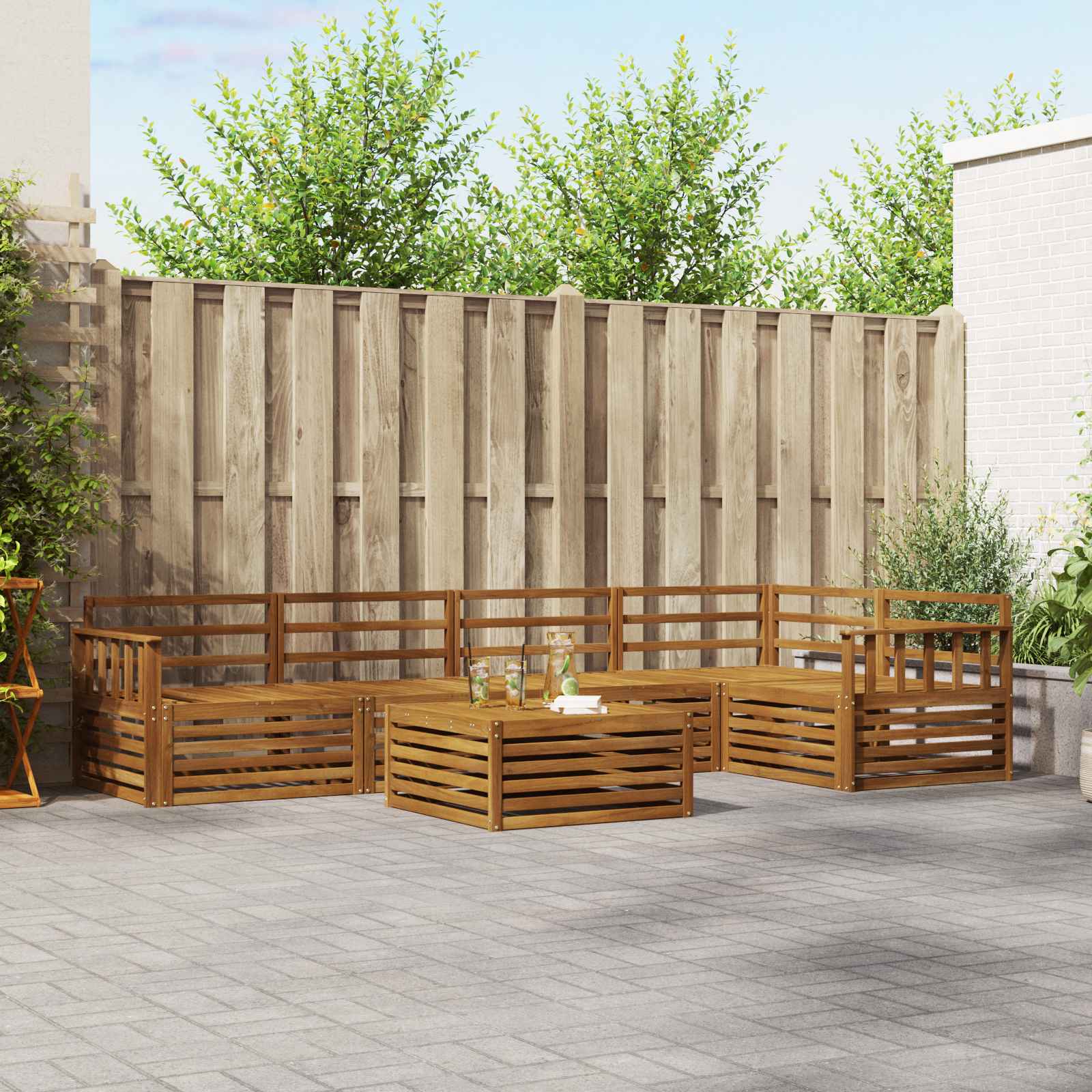 Outdoor-Sofagarnitur 6 stk. Natur