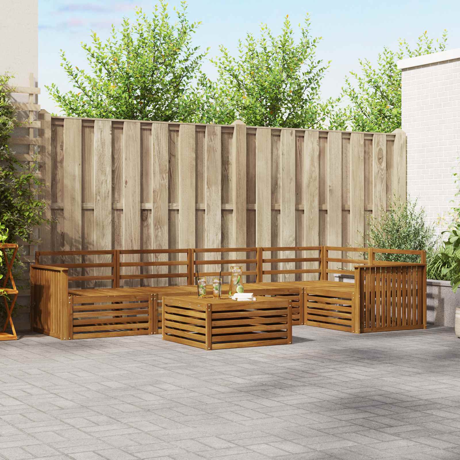 Outdoor-Sofagarnitur 6 stk. Natur