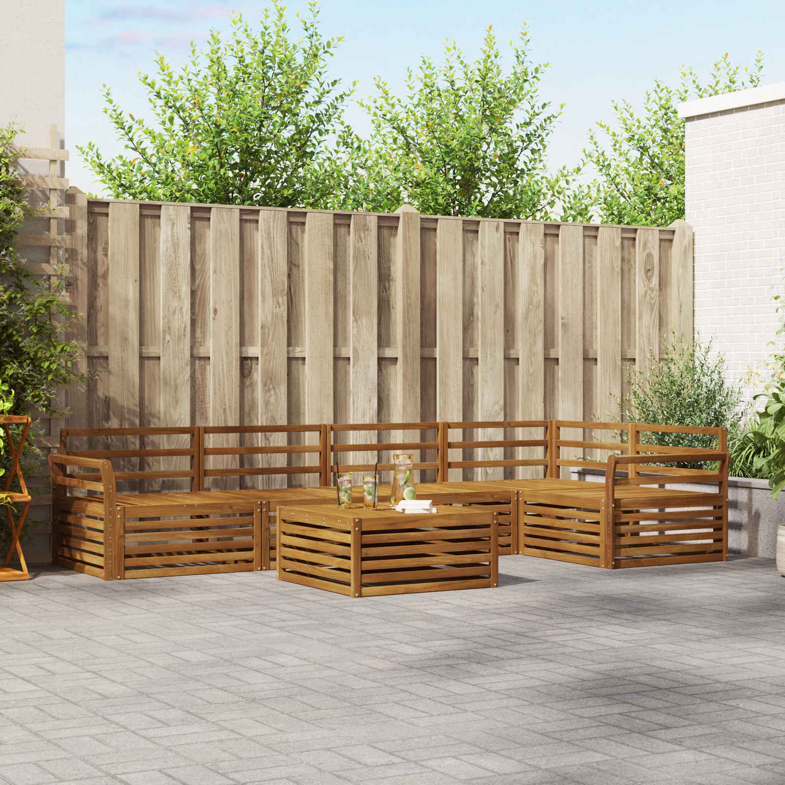 Outdoor-Sofagarnitur 6 stk. Natur