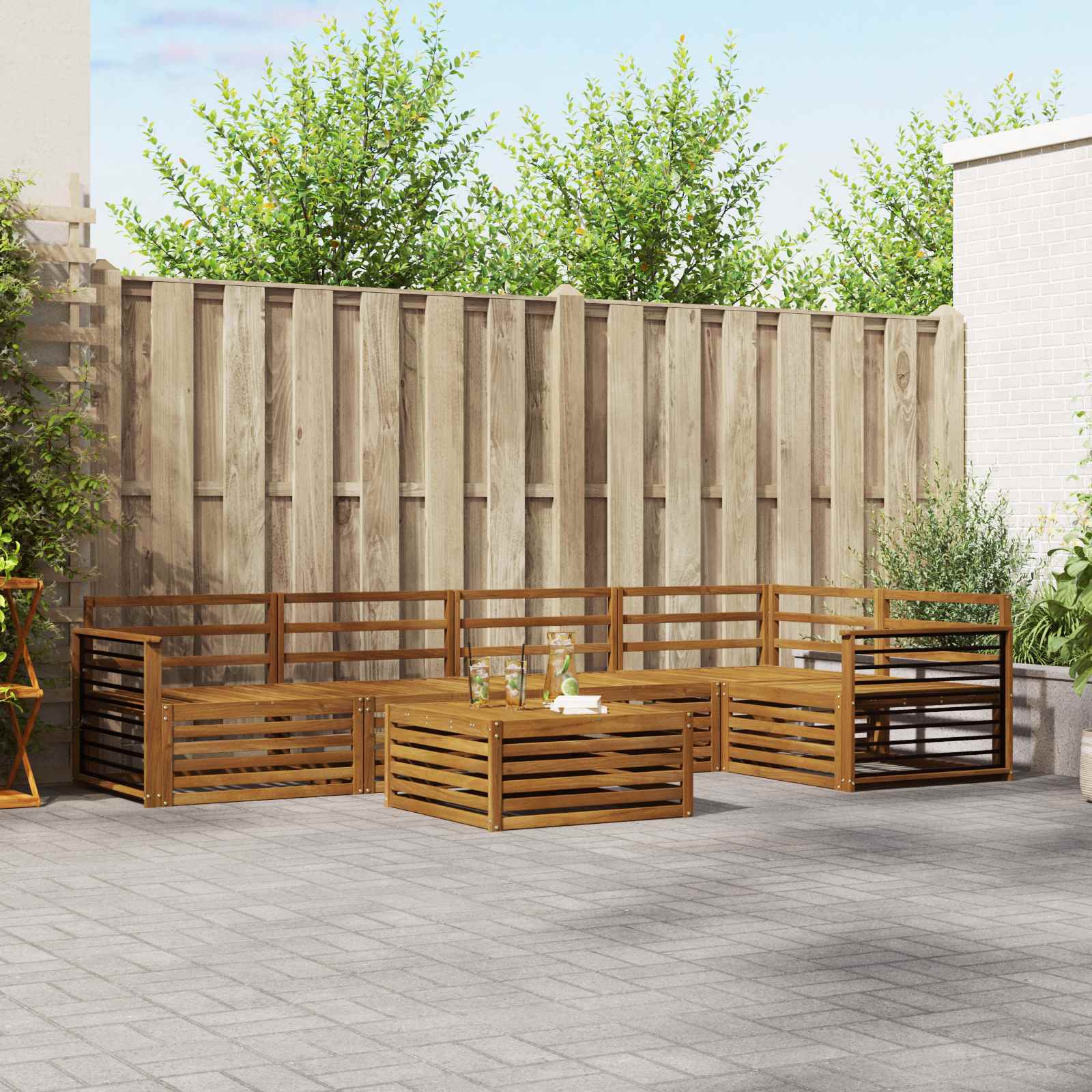 Outdoor-Sofagarnitur 6 stk. Natur