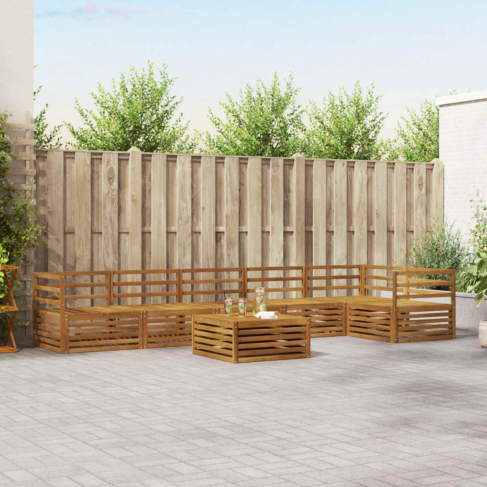 Outdoor-Sofagarnitur 7 stk. Natur