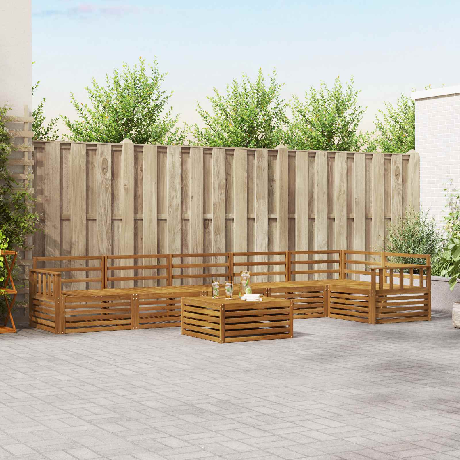 Outdoor-Sofagarnitur 7 stk. Natur