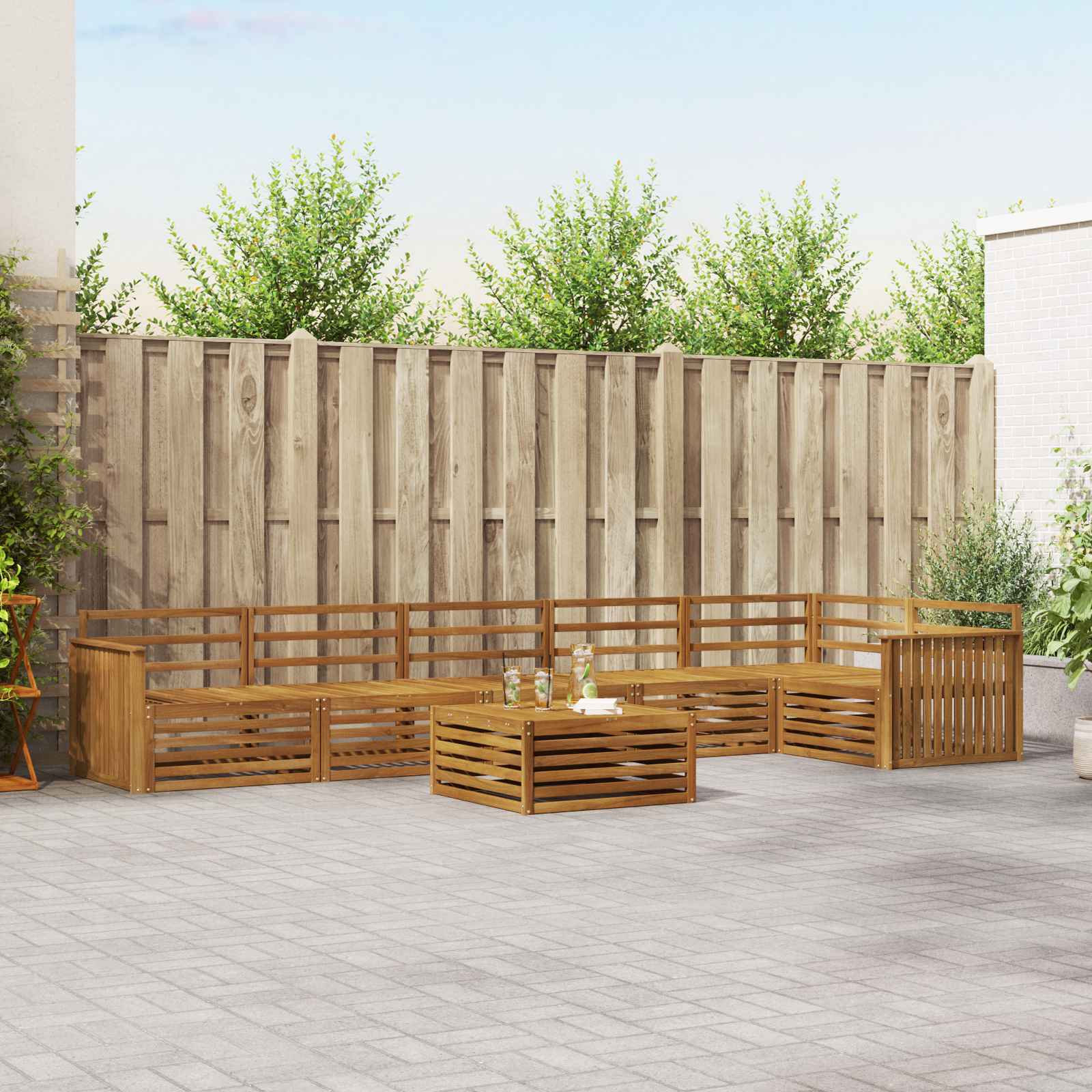 Outdoor-Sofagarnitur 7 stk. Natur