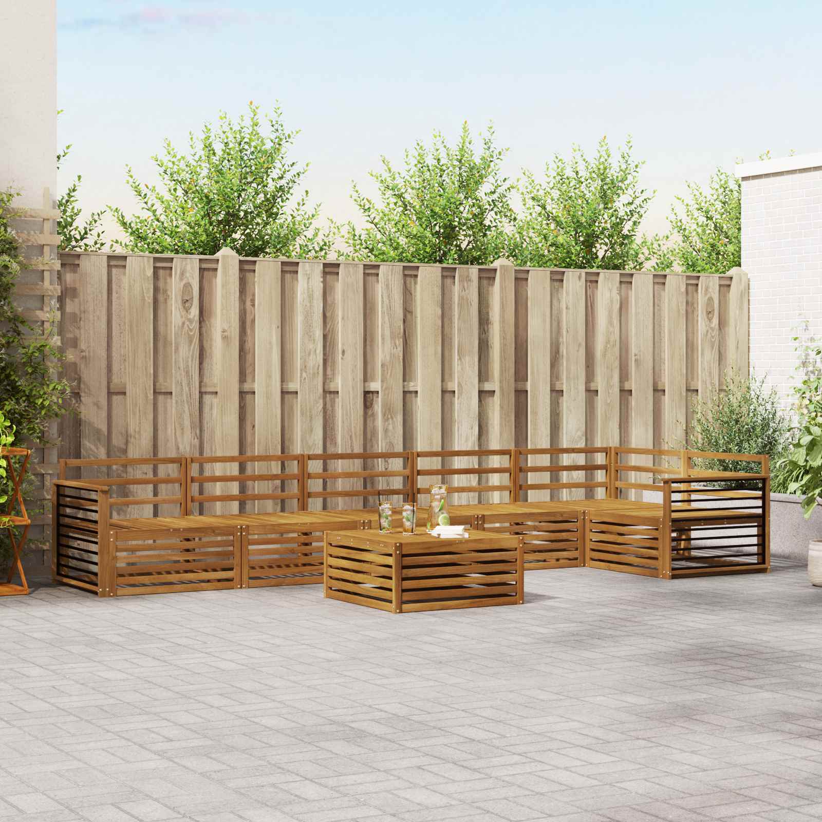 Outdoor-Sofagarnitur 7 stk. Natur