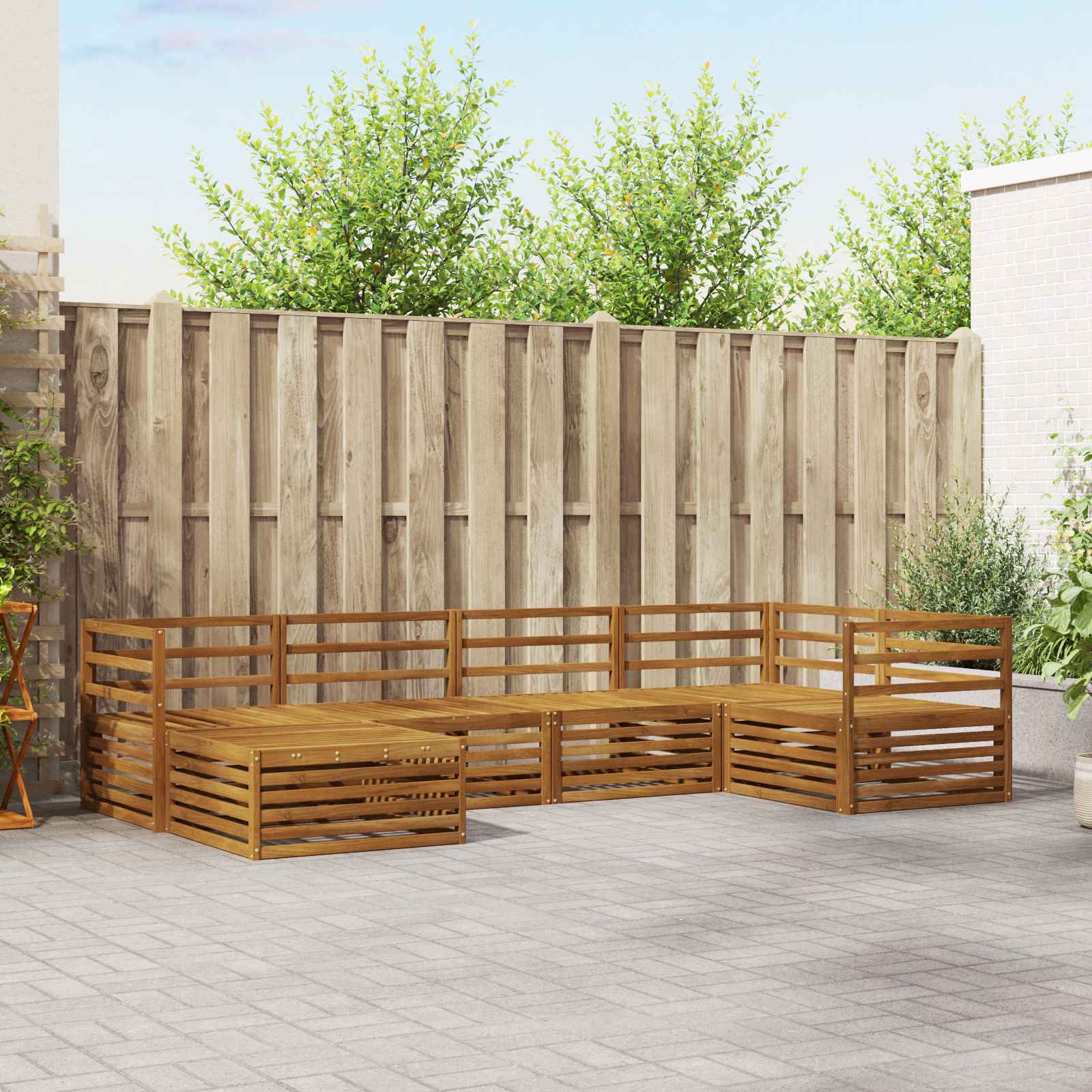 Outdoor-Sofagarnitur 6 stk. Natur Massivholz Akazie