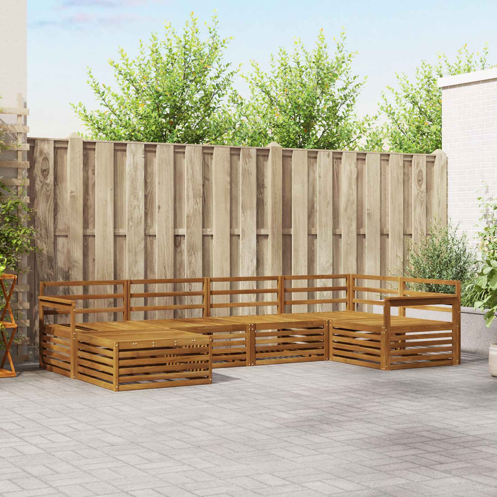 Outdoor-Sofagarnitur 6 stk. Natur