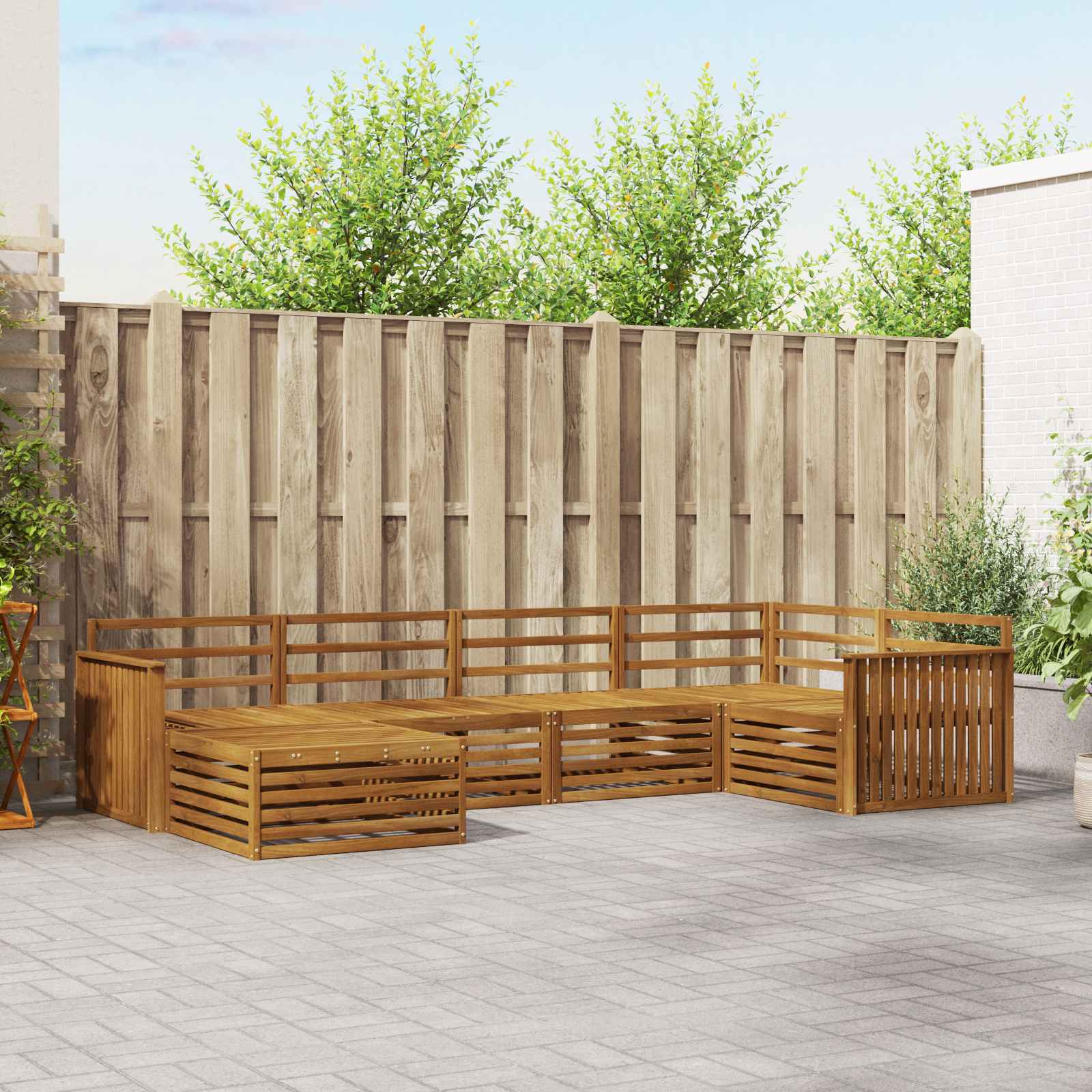 Outdoor-Sofagarnitur 6 stk. Natur Massivholz Akazie