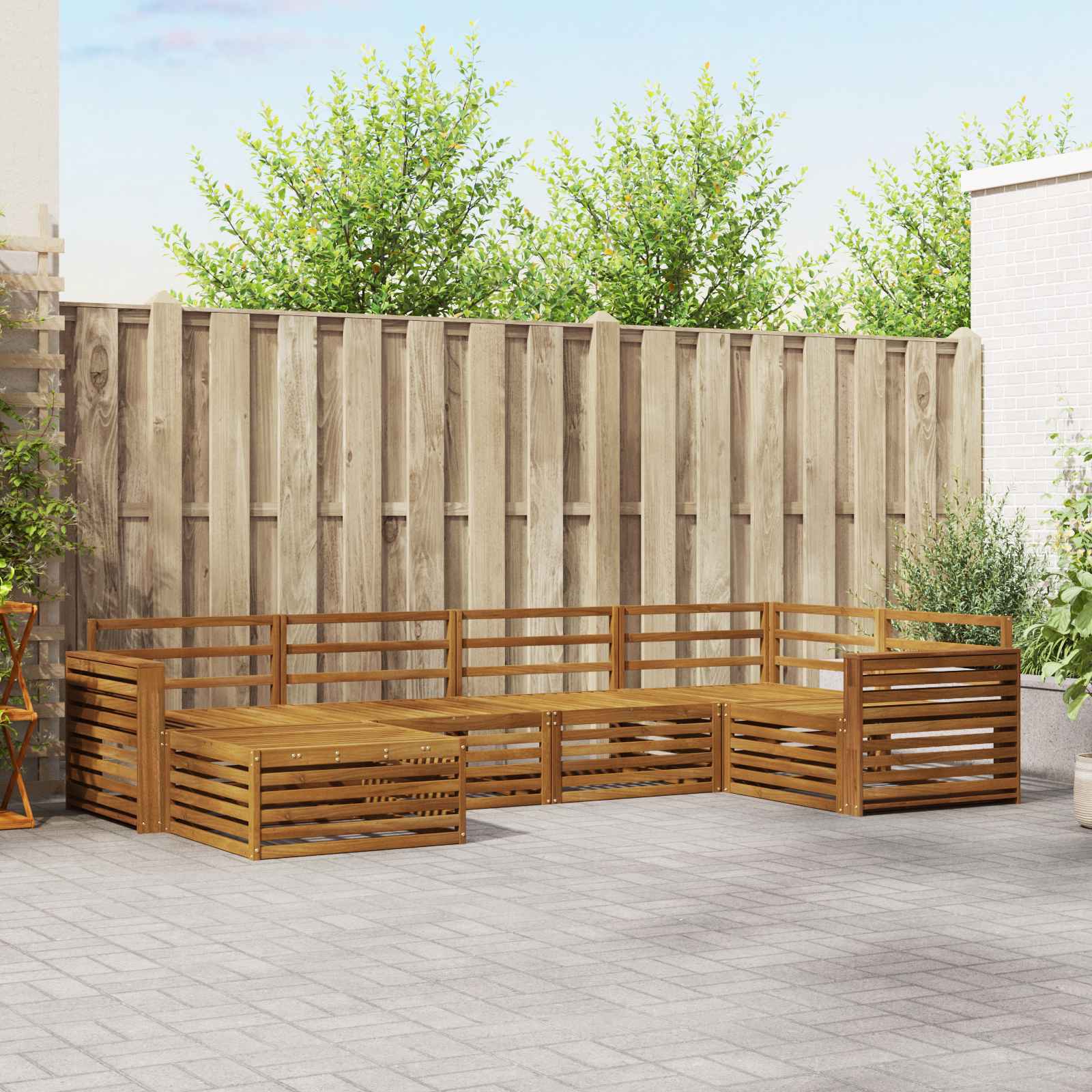 Outdoor-Sofagarnitur 6 stk. Natur