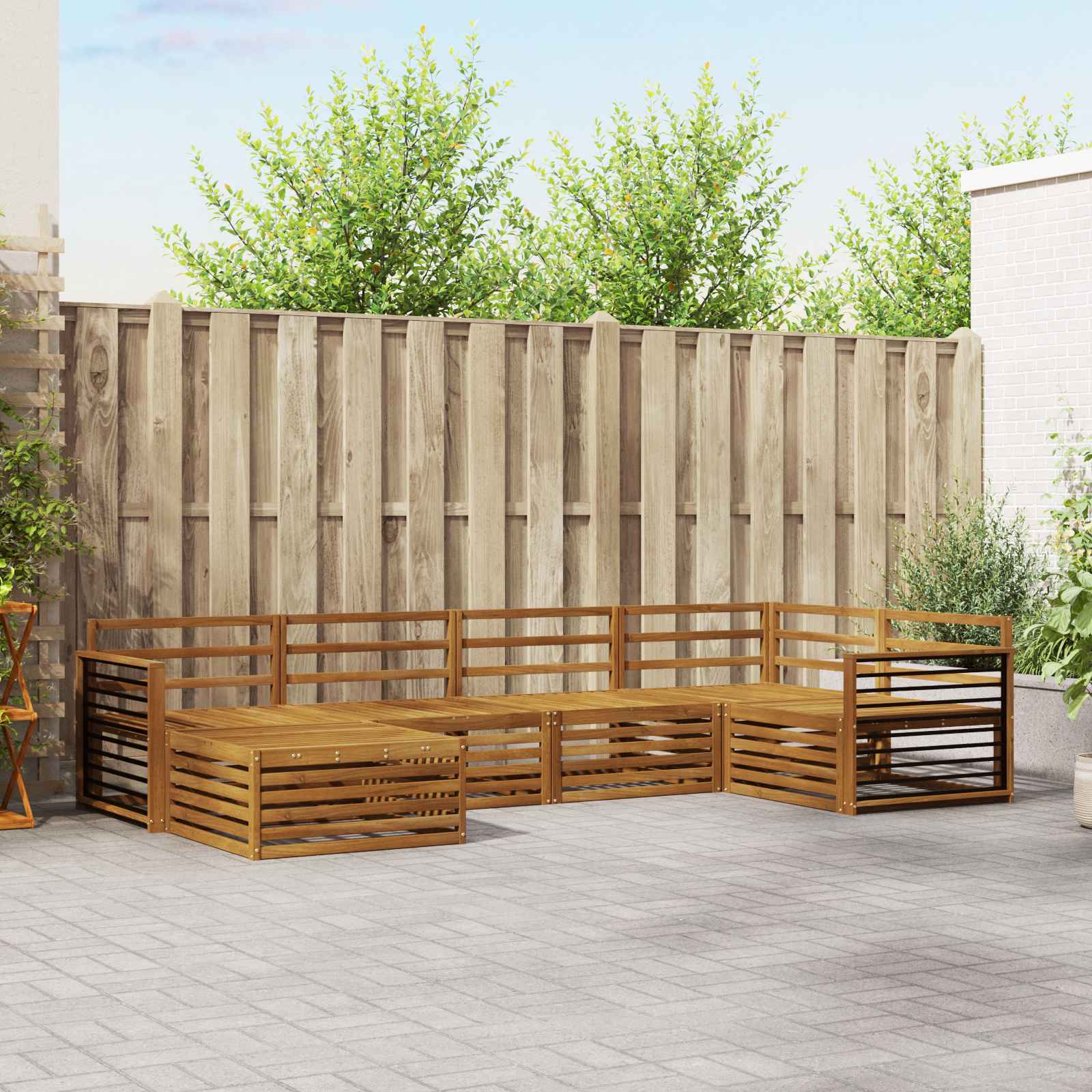 Outdoor-Sofagarnitur 6 stk. Natur