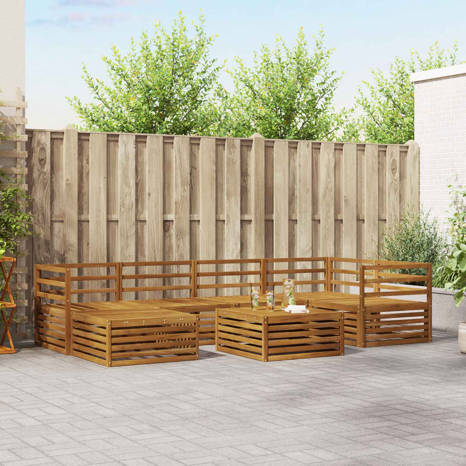 Outdoor-Sofagarnitur 7 stk. Natur