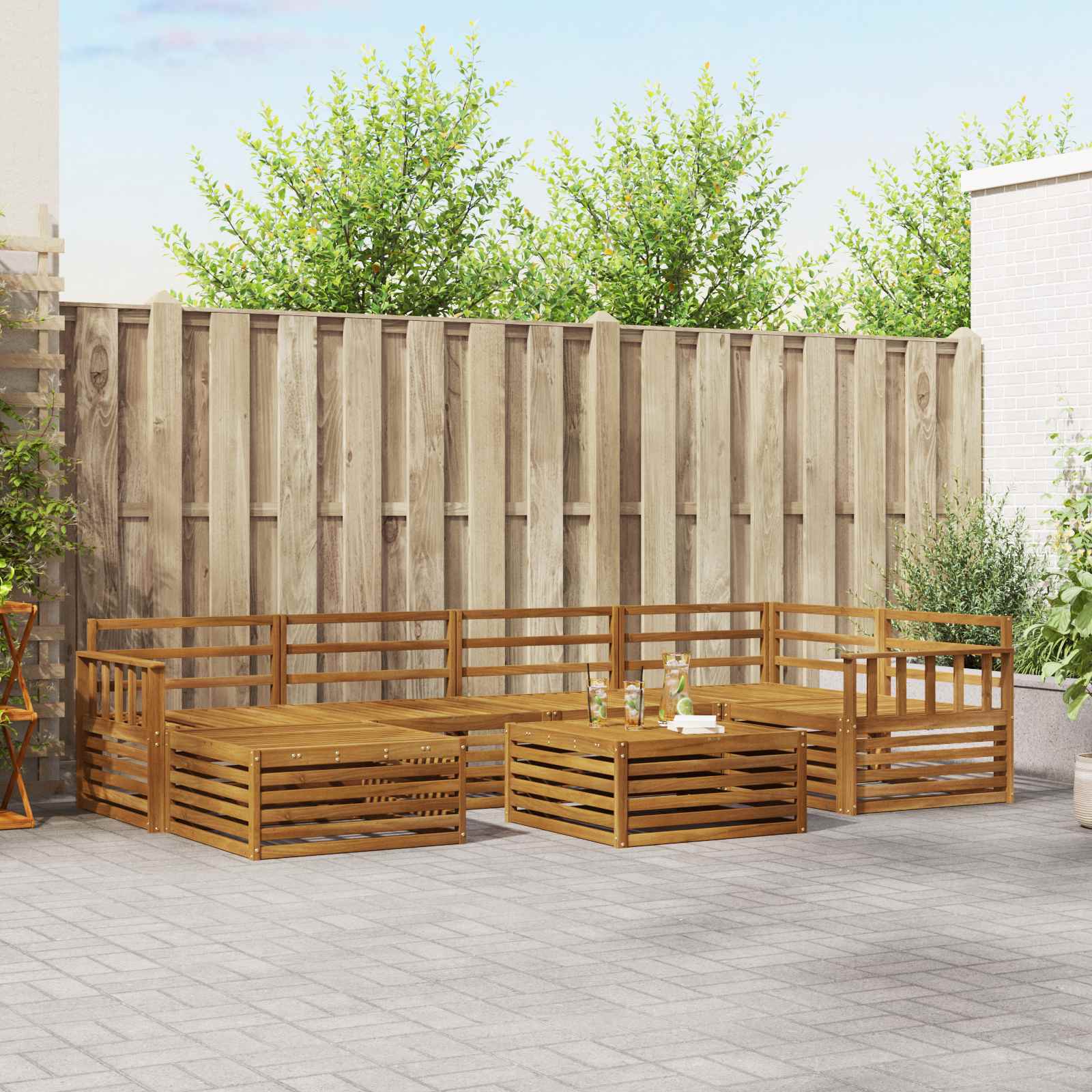 Outdoor-Sofagarnitur 7 stk. Natur Massivholz Akazie