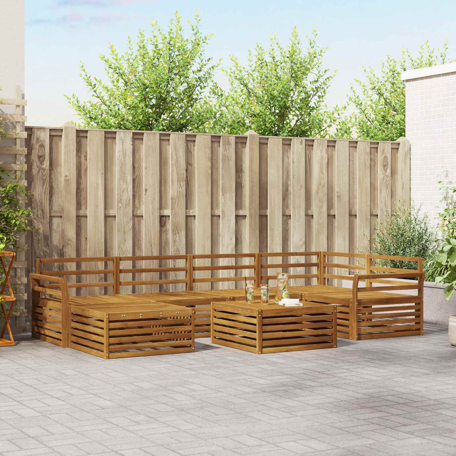 Outdoor-Sofagarnitur 7 stk. Natur Massivholz Akazie