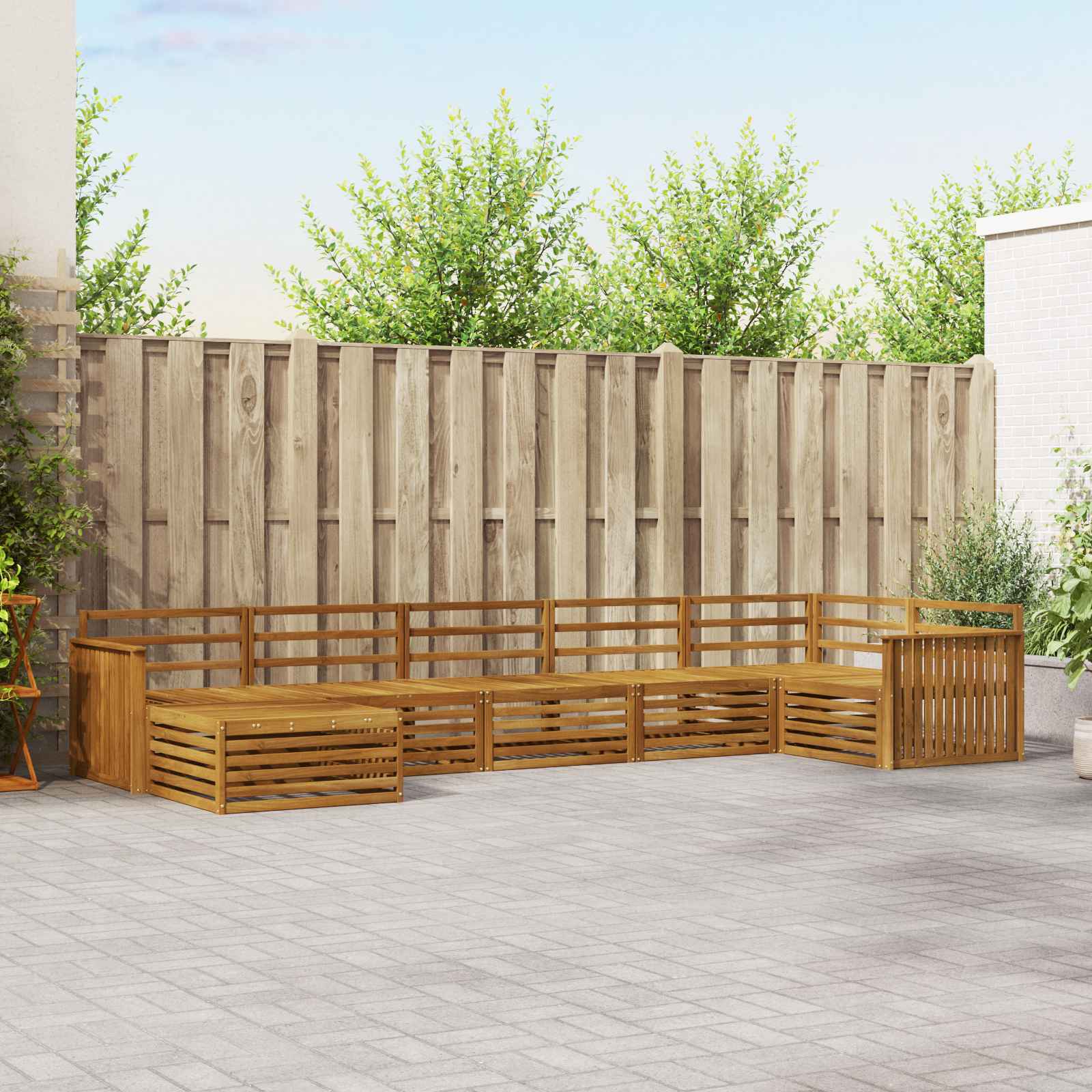 Outdoor-Sofagarnitur 7 stk. Natur