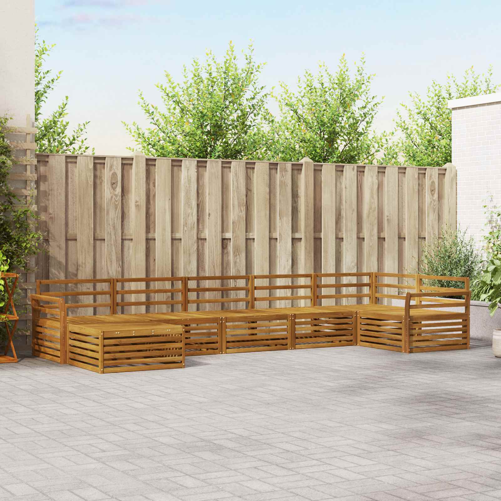 Outdoor-Sofagarnitur 7 stk. Natur